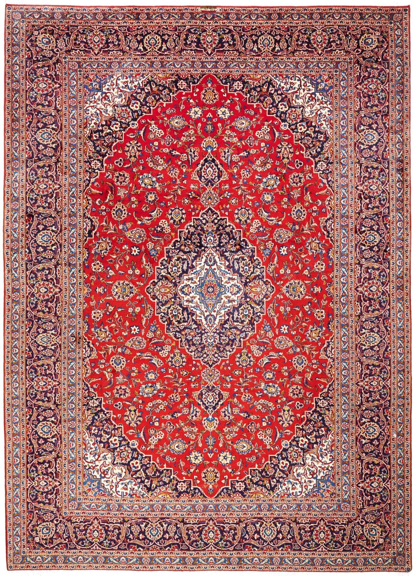 Kashan Teppich 253 x 348cm, florale Muster, handgeknüpft, Perserteppich
