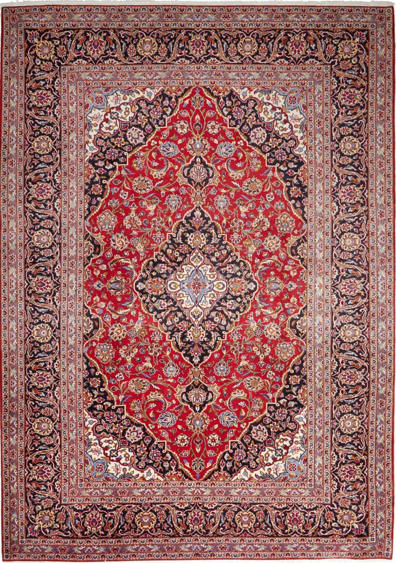 Kashan Teppich 253 x 350 cm, florale Muster, handgeknüpft, Perserteppich