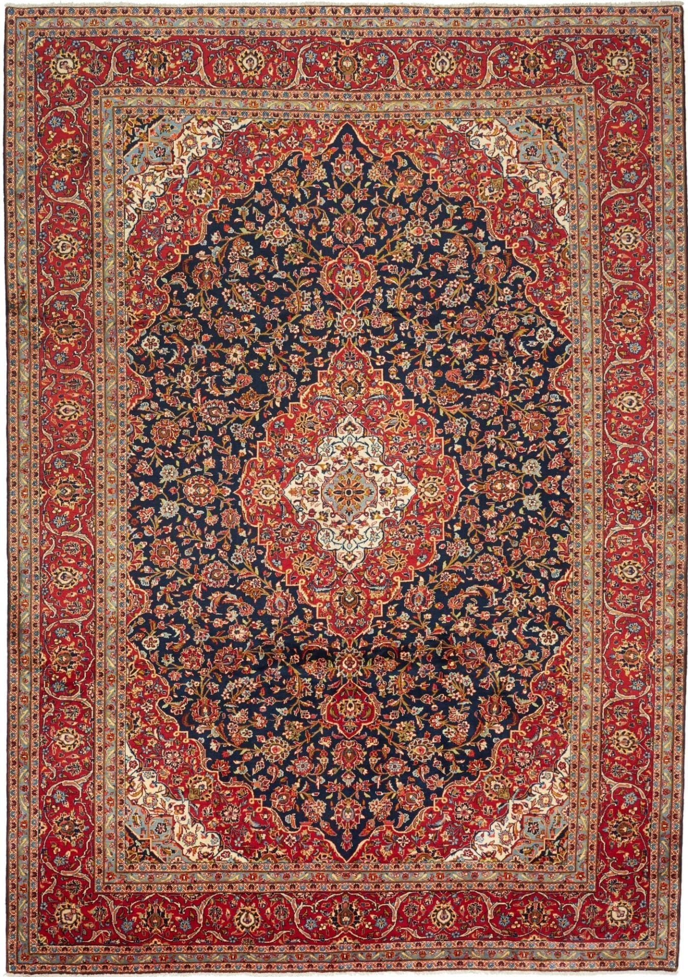 Kashan Teppich 253 x 357cm aus Schurwolle, handgeknüpft, Perserteppich