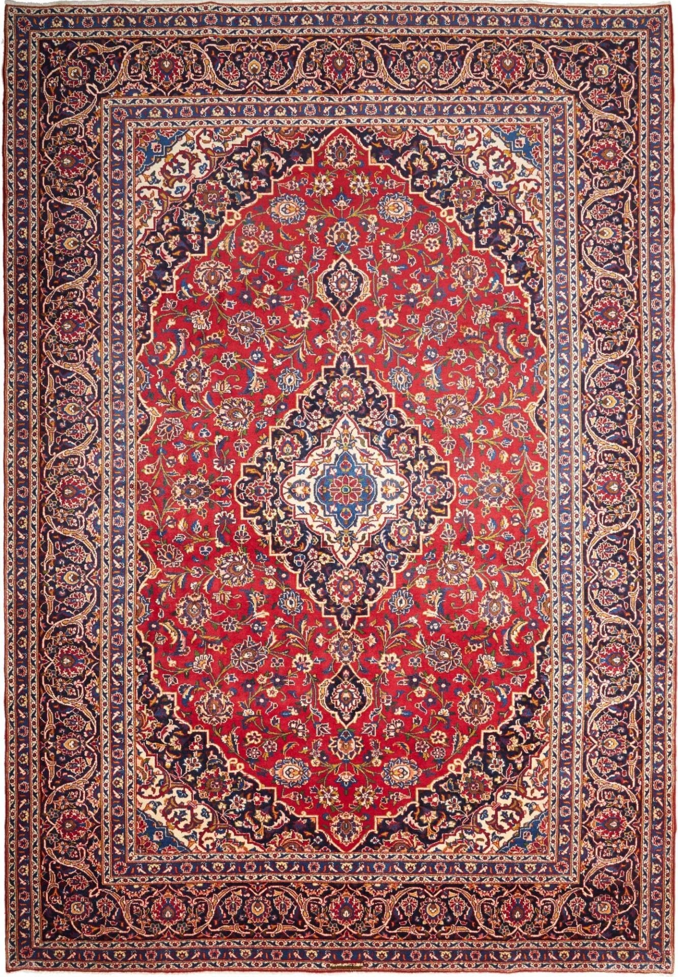 Kashan Teppich 253 x 363 cm, Schurwolle, Handgeknüpft, Perserteppich