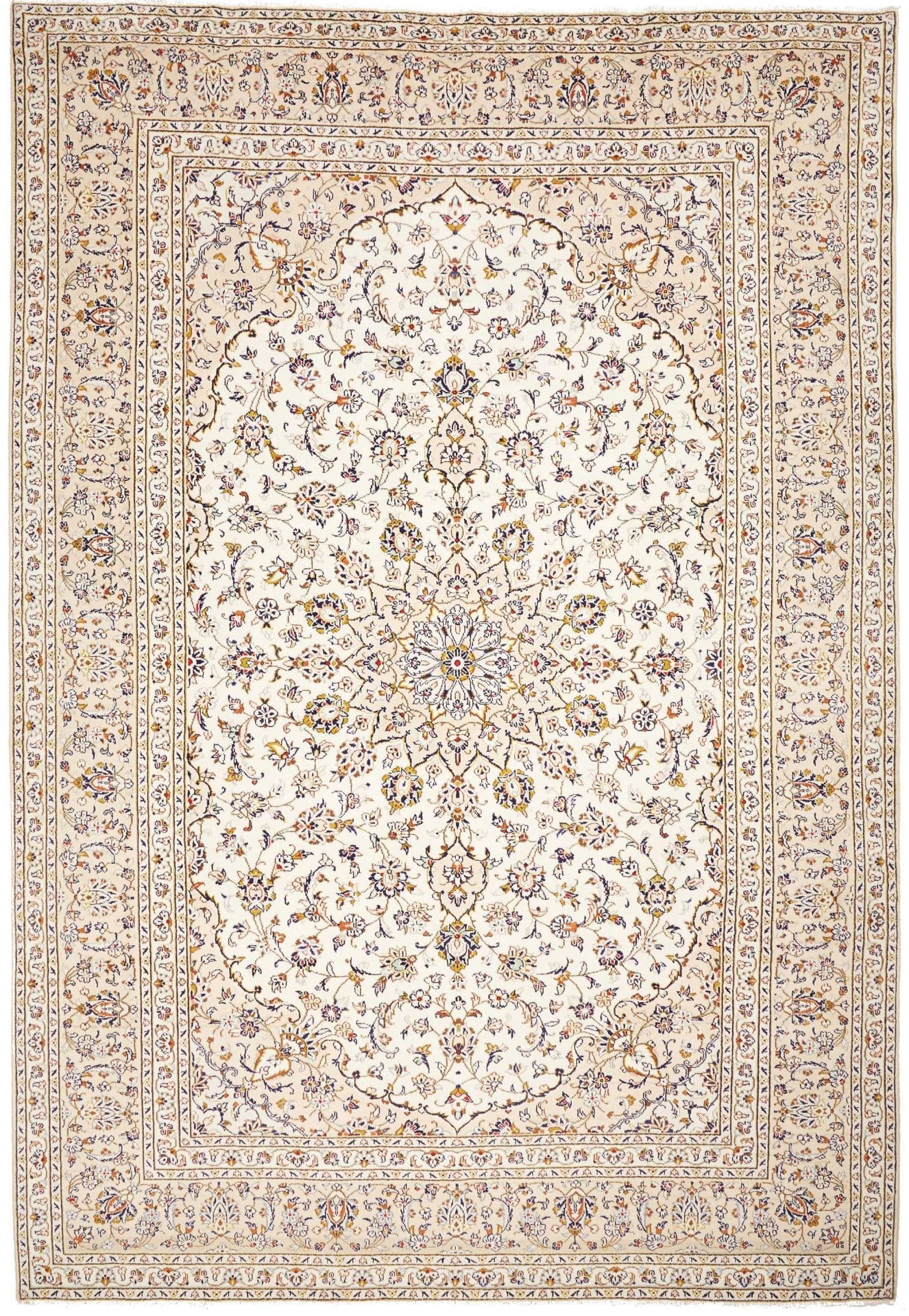 Kashan Teppich 253 x 365cm, Schurwolle, florale Muster, handgeknüpft