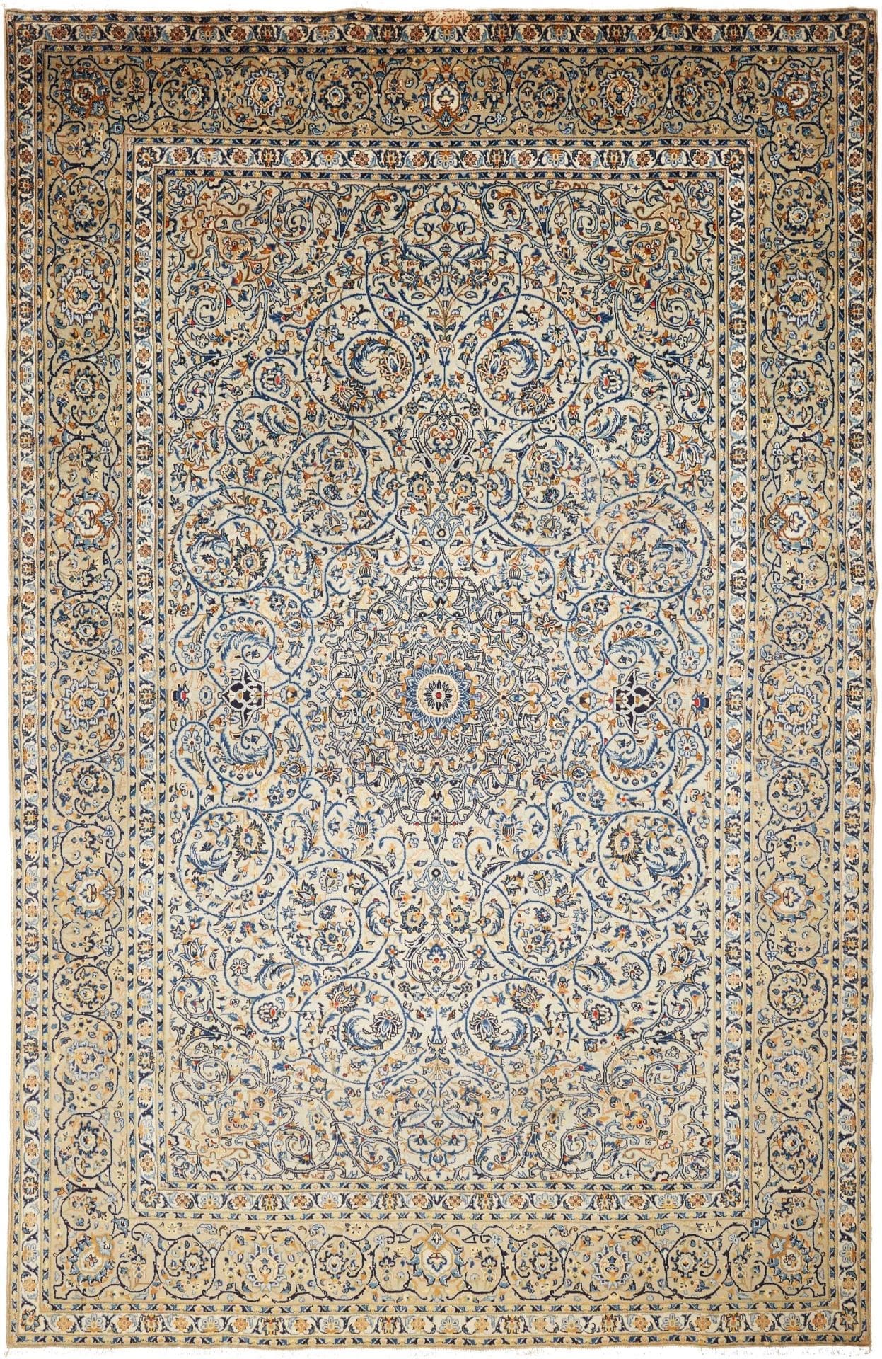 Kashan Teppich 253 x 392cm, handgeknüpft, Perserteppich, florale Muster