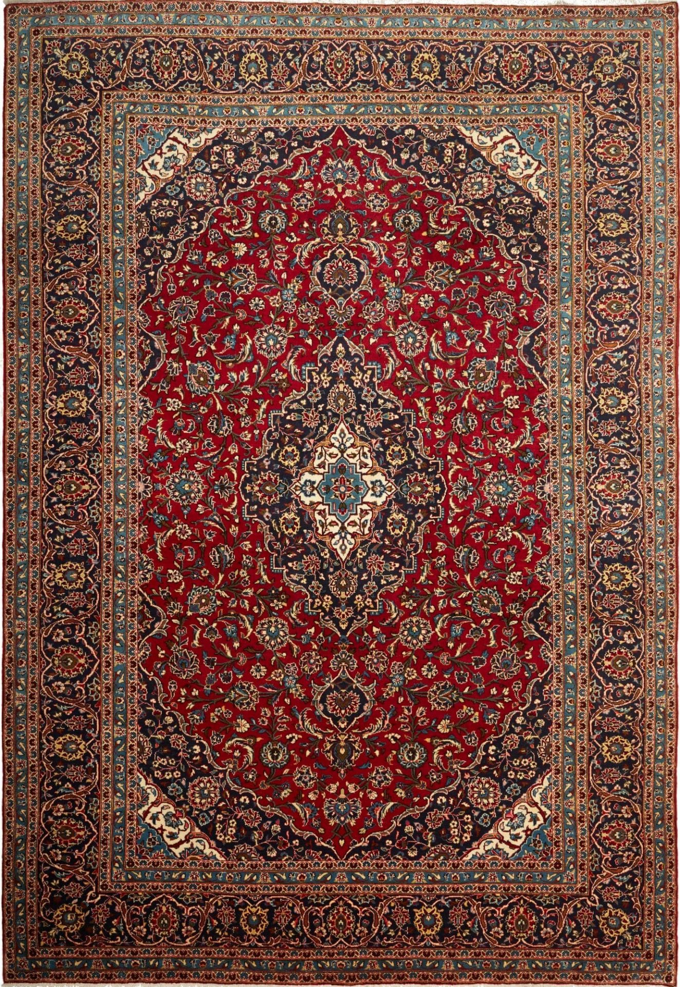 Kashan Teppich 255 x 344 cm, Schurwolle, Handgeknüpft, Perserteppich