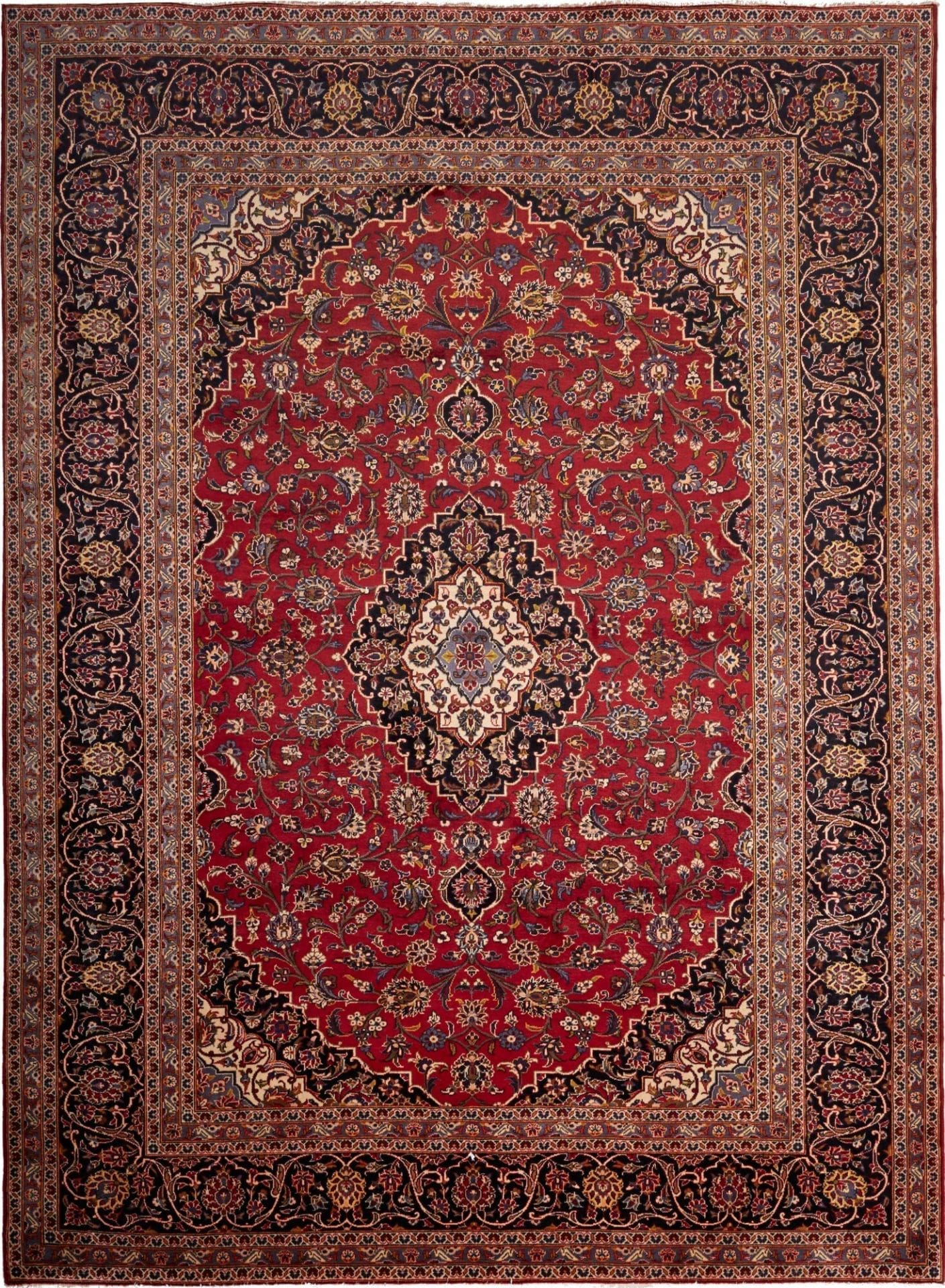 Kashan Teppich 255 x 345cm, florale Muster, handgeknüpft, Perserteppich