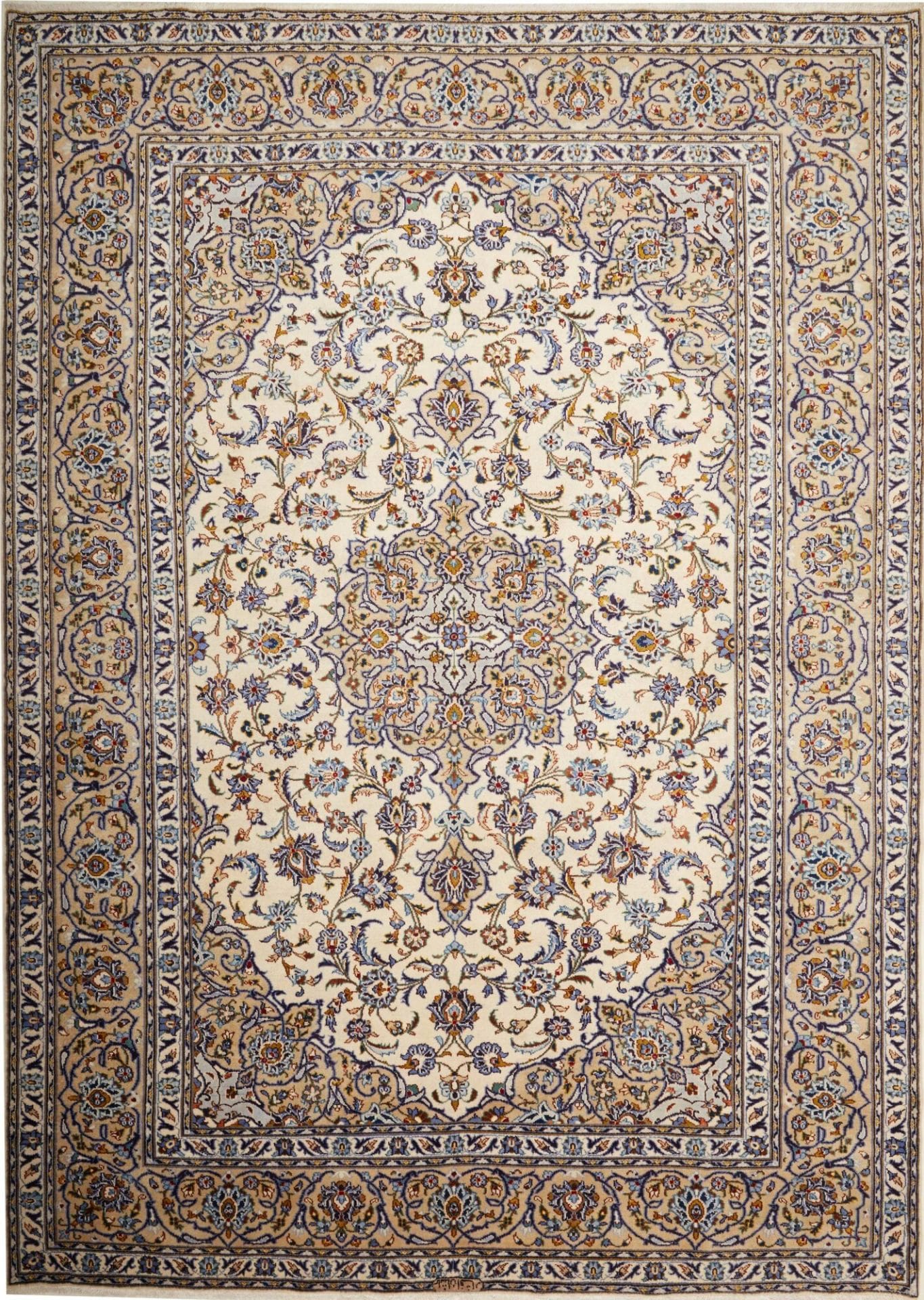 Kashan Teppich 260 x 363 cm, Schurwolle, florales Design, handgeknüpft