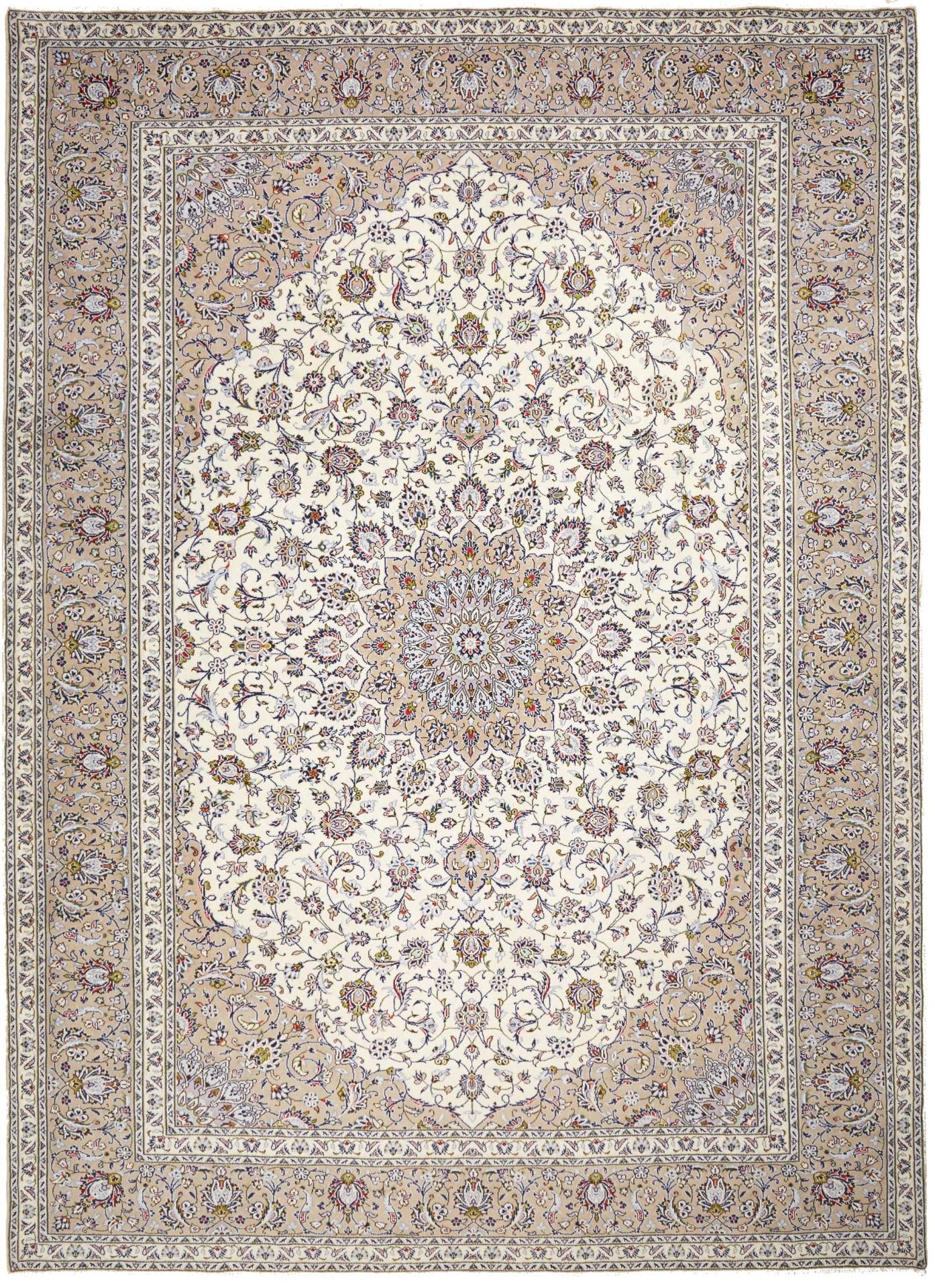 Kashan Teppich 293 x 400cm, florales Design, handgeknüpft, Perserteppich