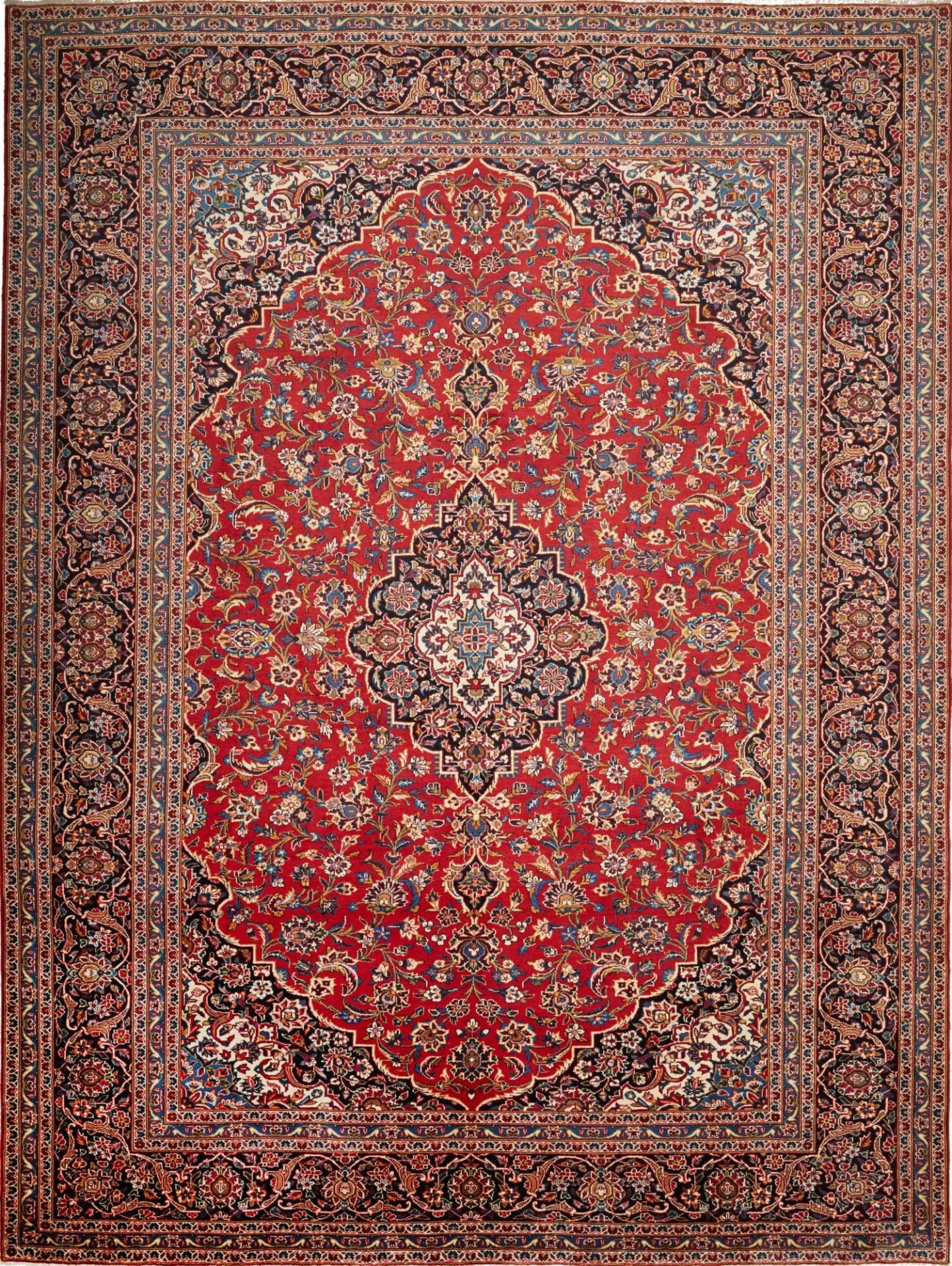 Kashan Teppich 295 x 390cm, florale Muster, handgeknüpft, Perserteppich