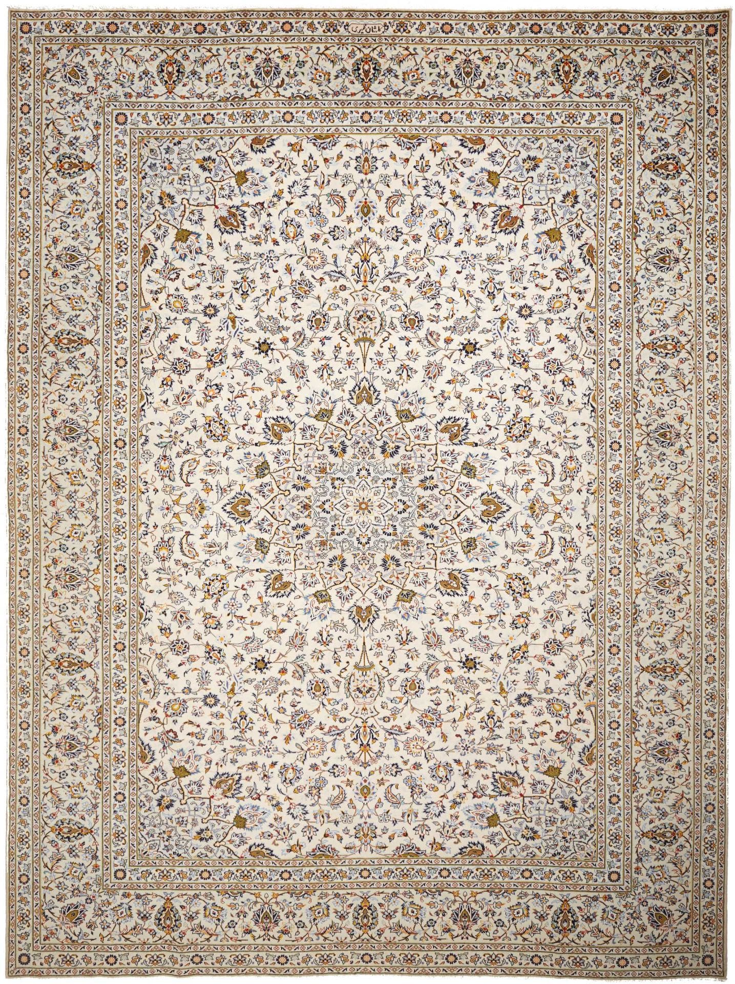 Kashan Teppich 296 x 395 cm - Handgeknüpft, Schurwolle, Perserteppich