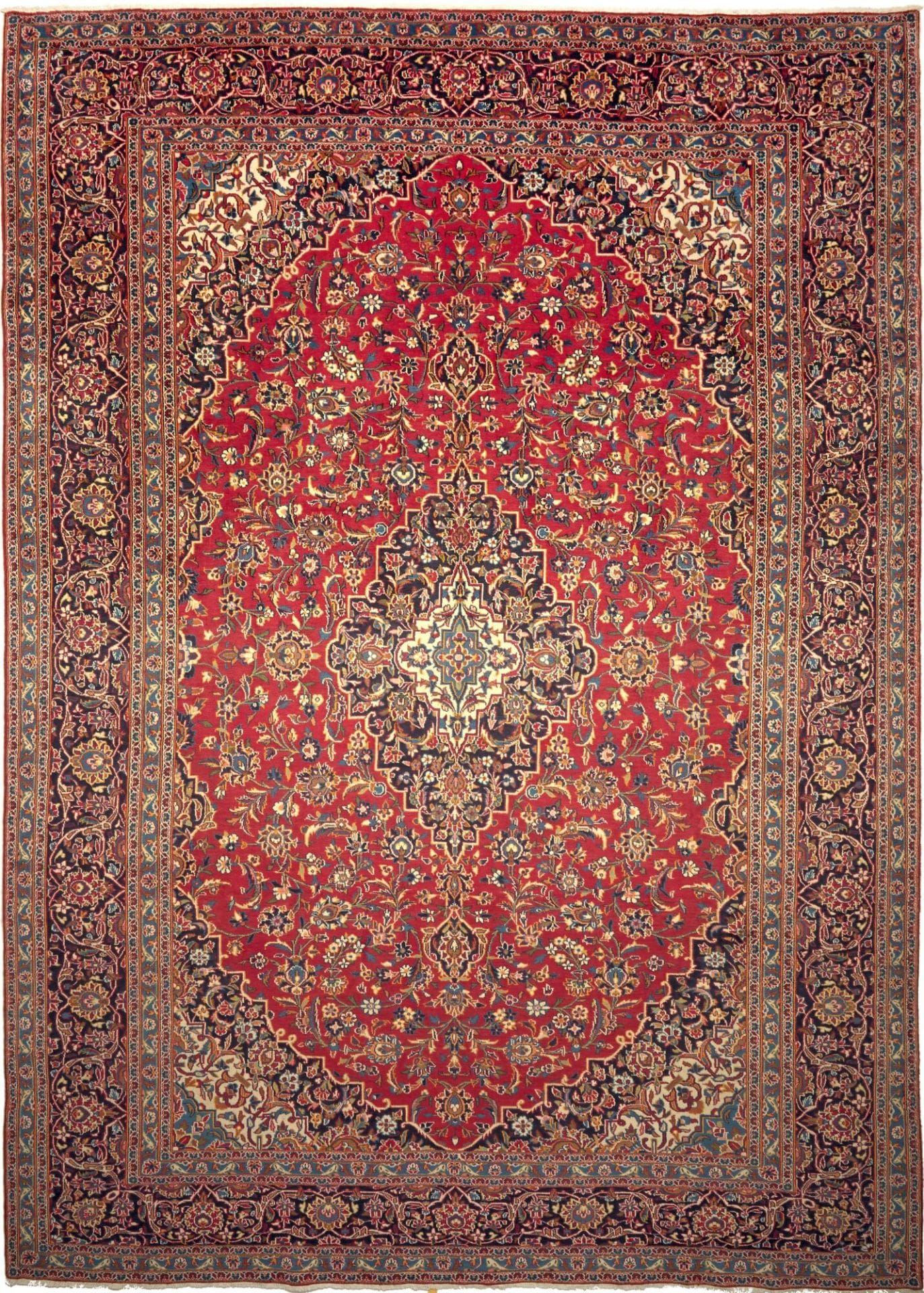 Kashan Teppich 296 x 407cm, florales Muster, handgeknüpft, Perserteppich