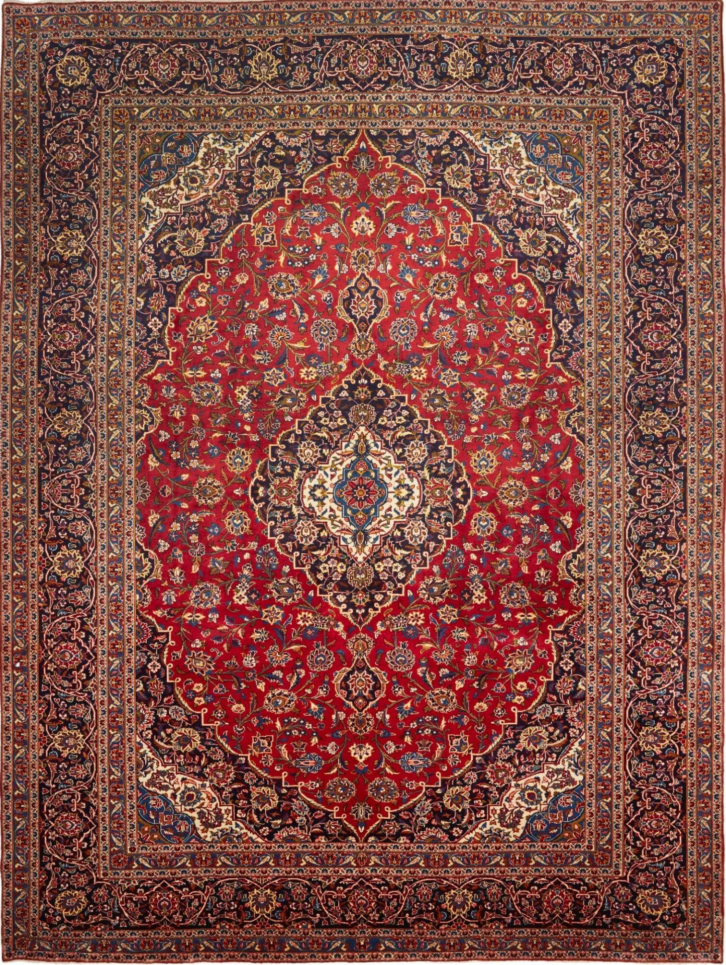 Kashan Teppich 300 x 395 cm, Schurwolle, handgeknüpft, Perserteppich