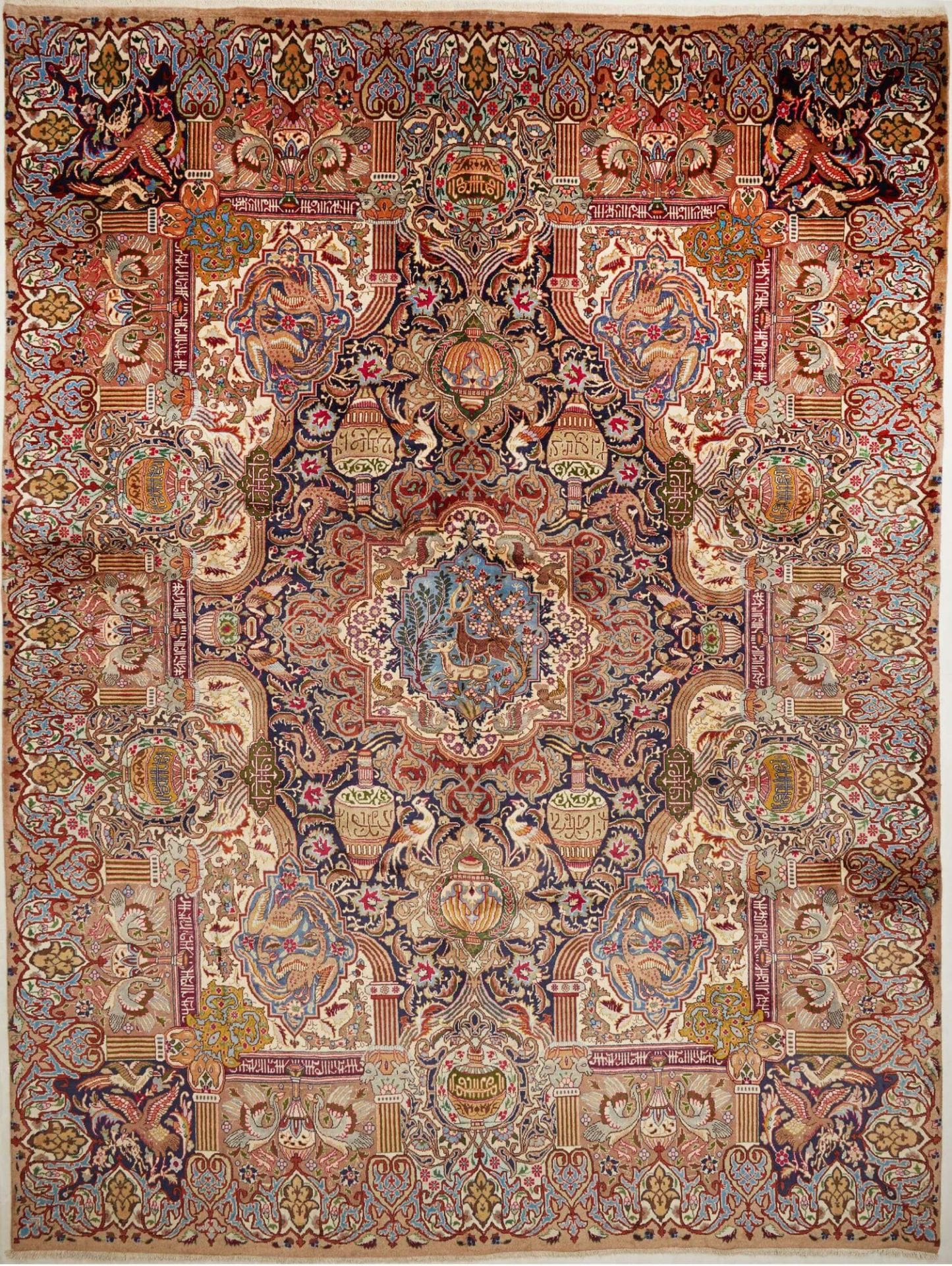 Kashan Teppich 301 x 397cm, florale Muster, Schurwolle, handgeknüpft