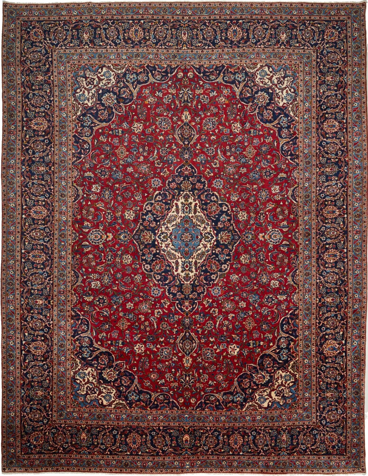 Kashan Teppich 303 x 398 cm – Handgeknüpft, Perserteppich mit Schurwolle