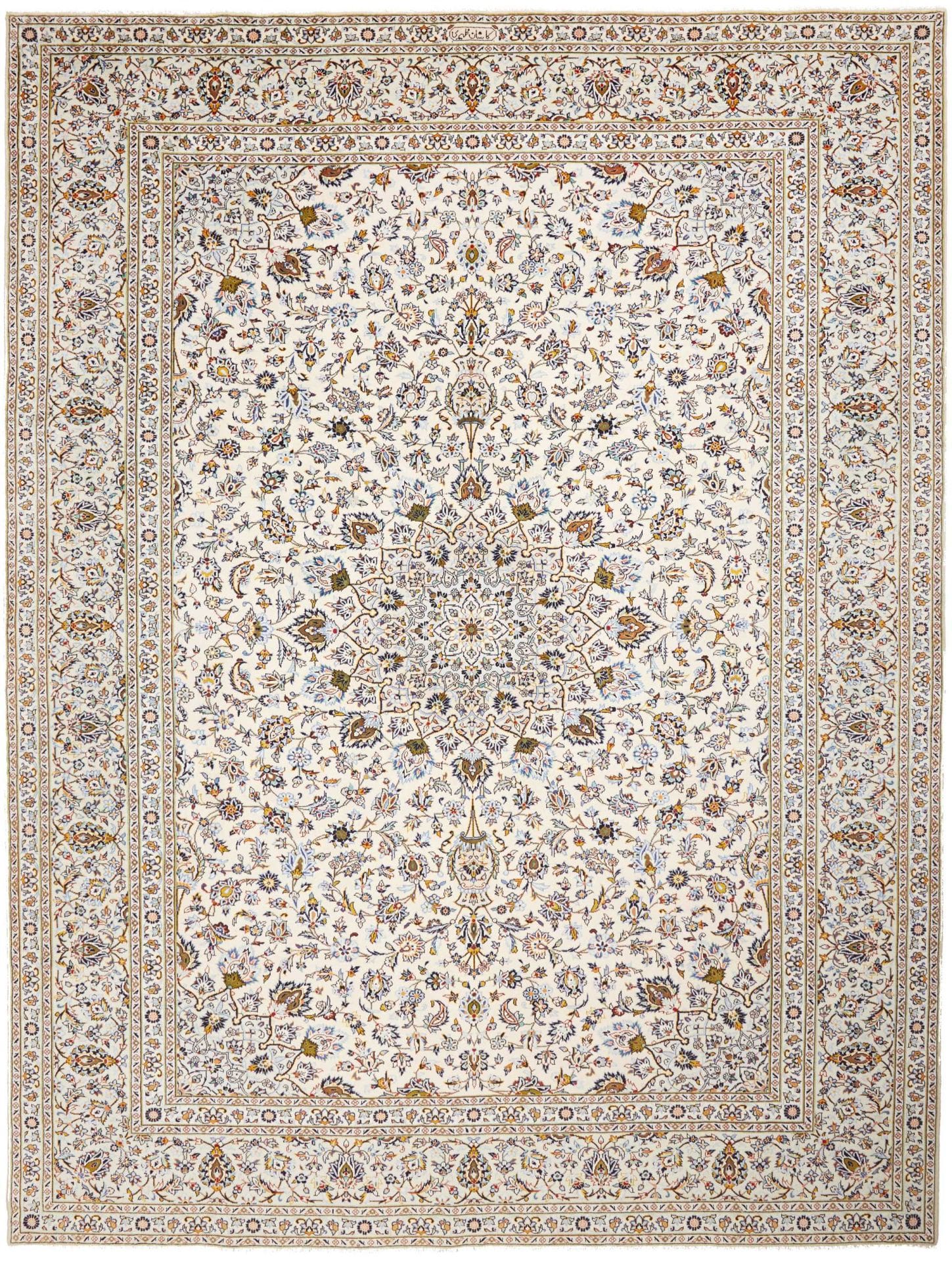 Kashan Teppich 303 x 400 cm, florale Muster, handgeknüpft, Perserteppich
