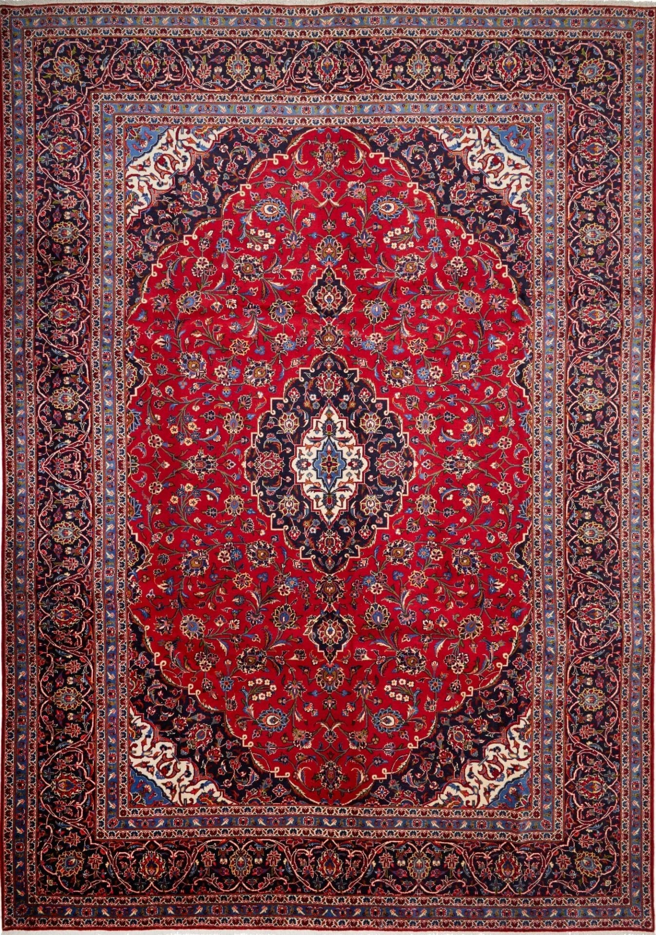Kashan Teppich 306 x 448 cm, florale Muster, handgeknüpft, Perserteppich