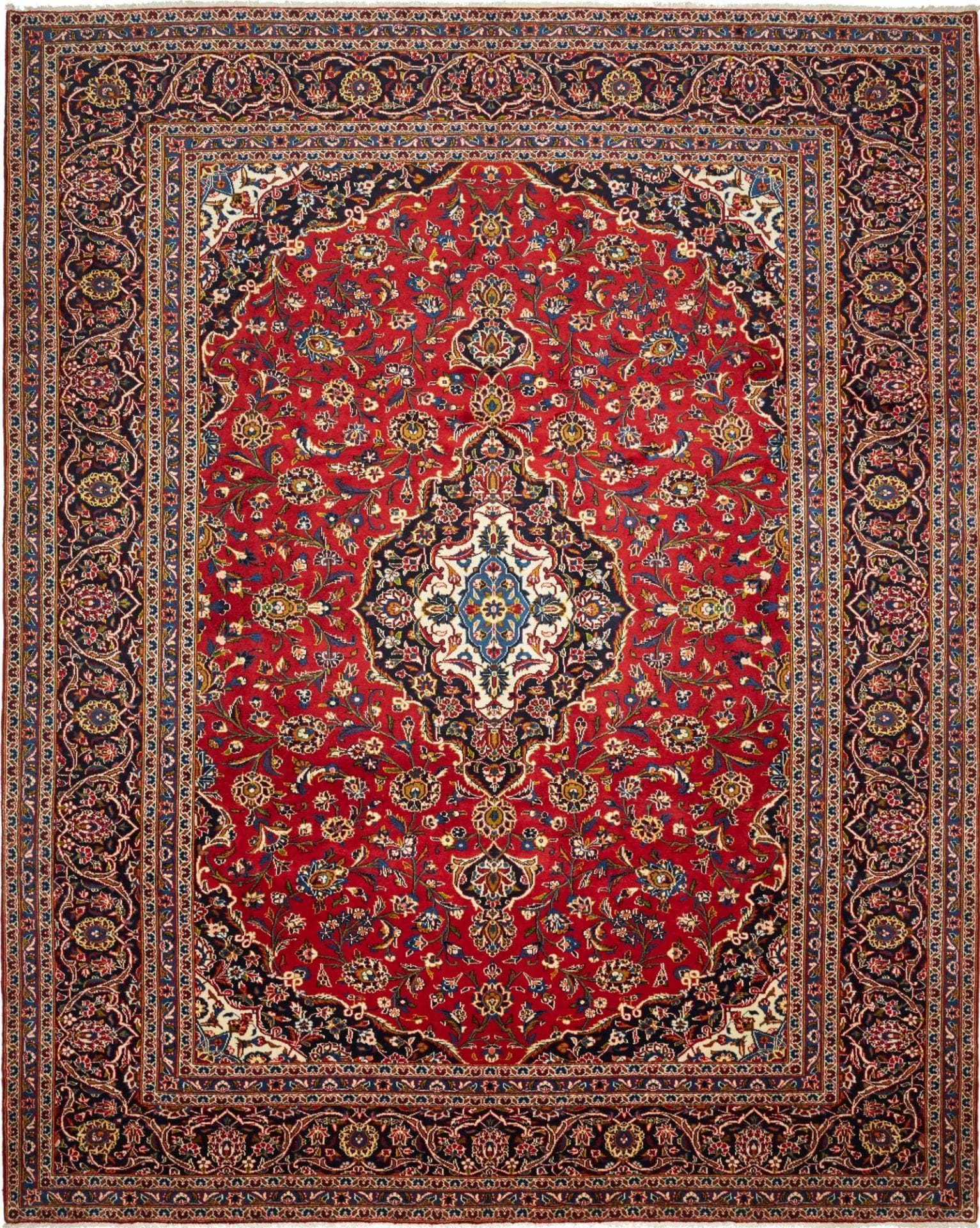 Kashan Teppich 308 x 380 cm, Schurwolle, handgeknüpft, Perserteppich
