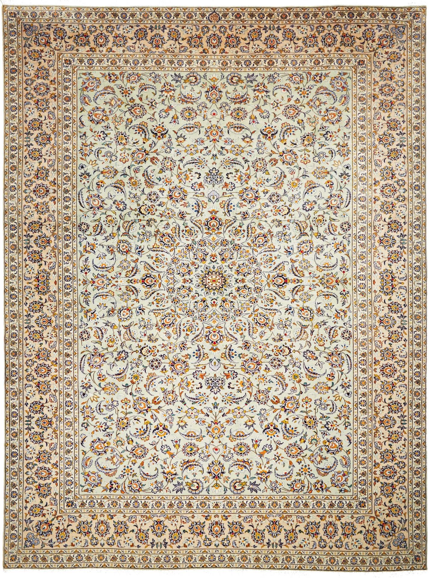 Kashan Teppich 308 x 407cm, handgeknüpft, Schurwolle, Perserteppich H1