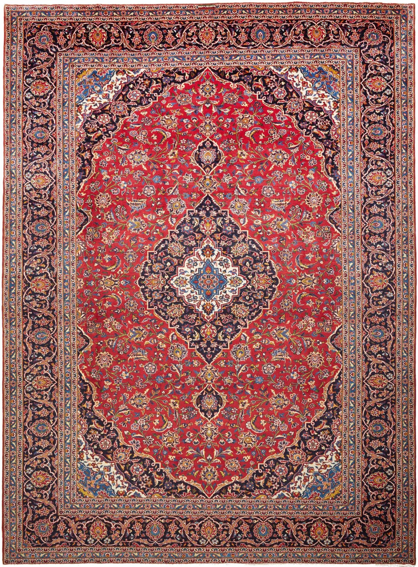 Kashan Teppich 308 x 415 cm, handgeknüpft, florale Muster, Perserteppich
