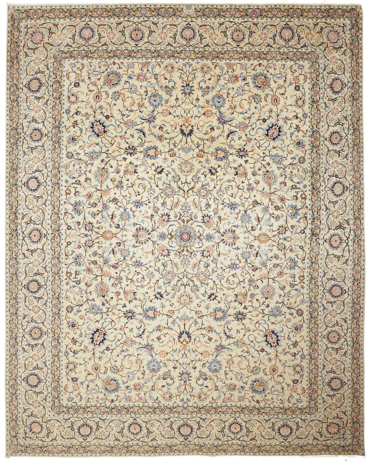 Kashan Teppich 326 x 410cm, handgeknüpft, Schurwolle, Perserteppich