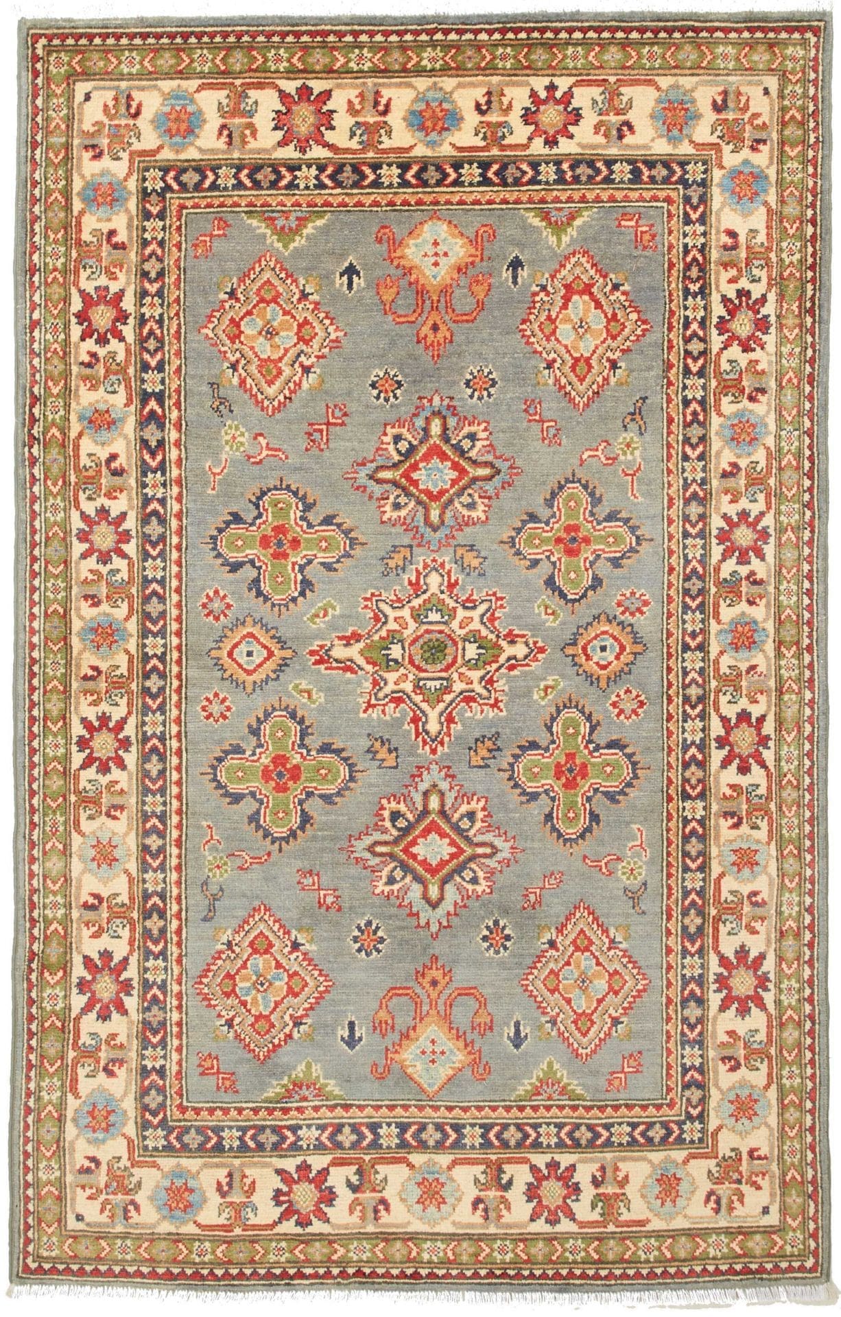 Kazak Orientteppich 119 x 186 cm, geometrische Muster, handgeknüpft