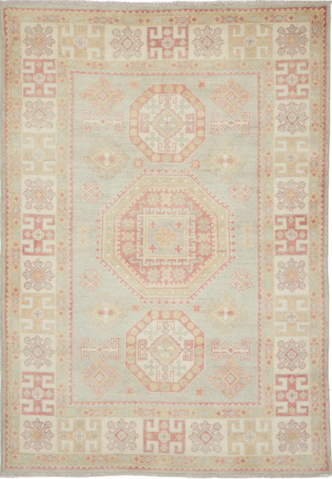 Kazak Orientteppich 123 x 172 cm, geometrisches Muster, handgeknüpft