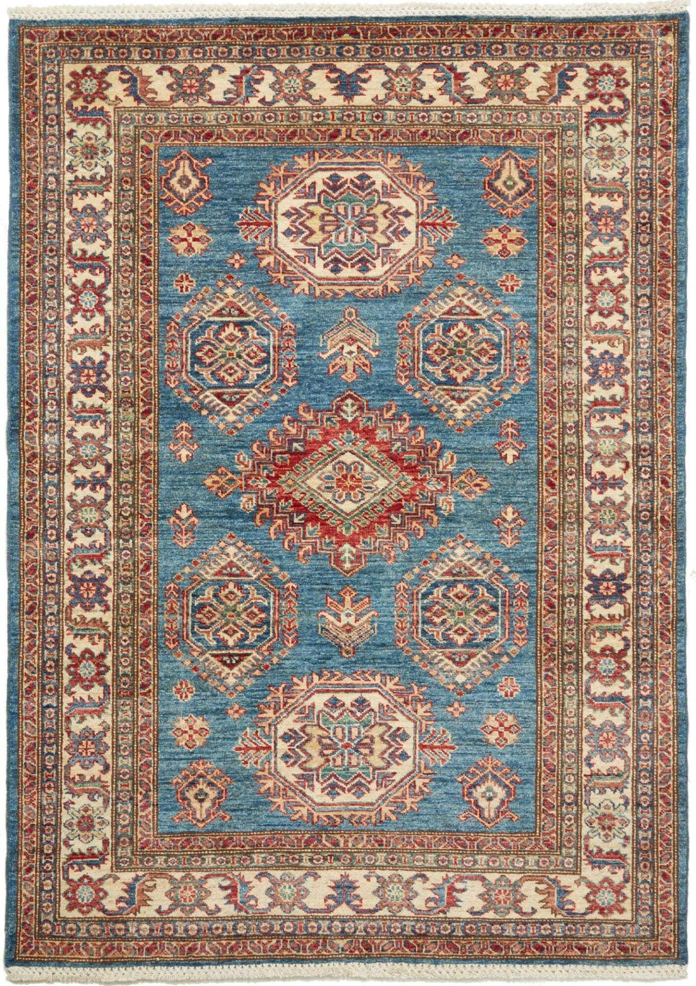 Kazak Orientteppich 124 x 170 cm – geometrisches Muster, handgeknüpft