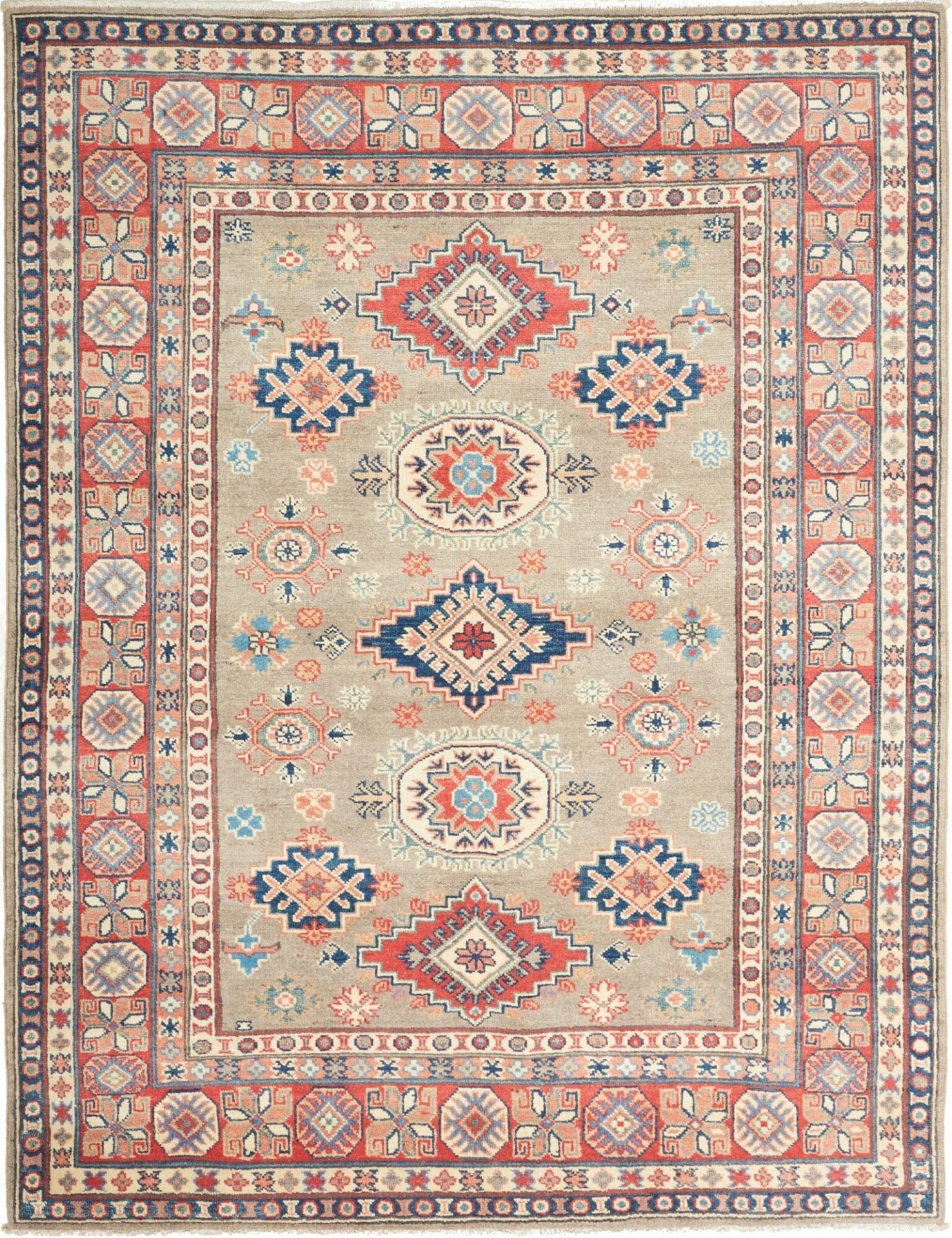 Kazak Orientteppich 156 x 200 cm - geometrische Muster, handgeknüpft