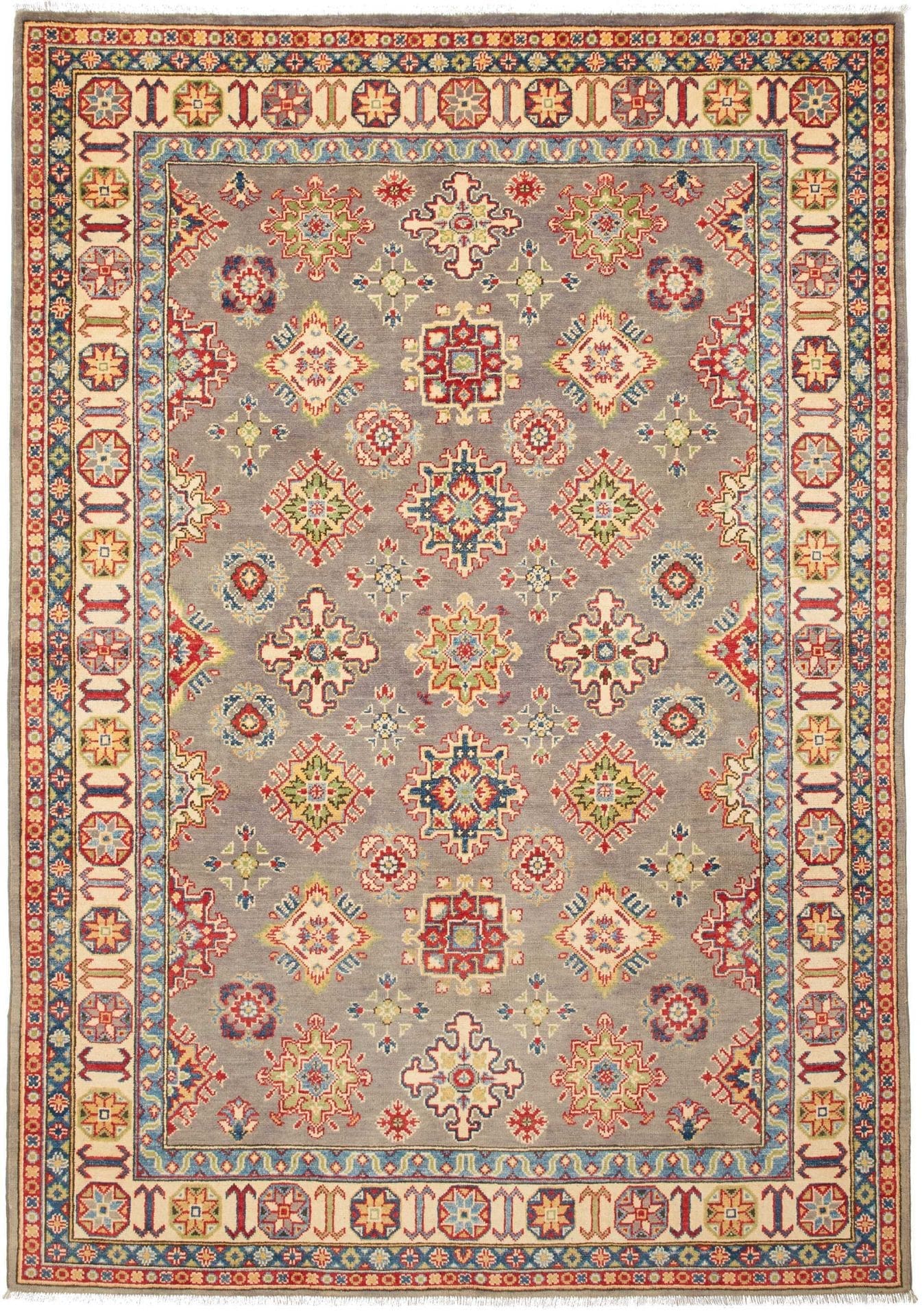 Kazak Orientteppich 172 x 241cm, geometrische Muster, handgeknüpft