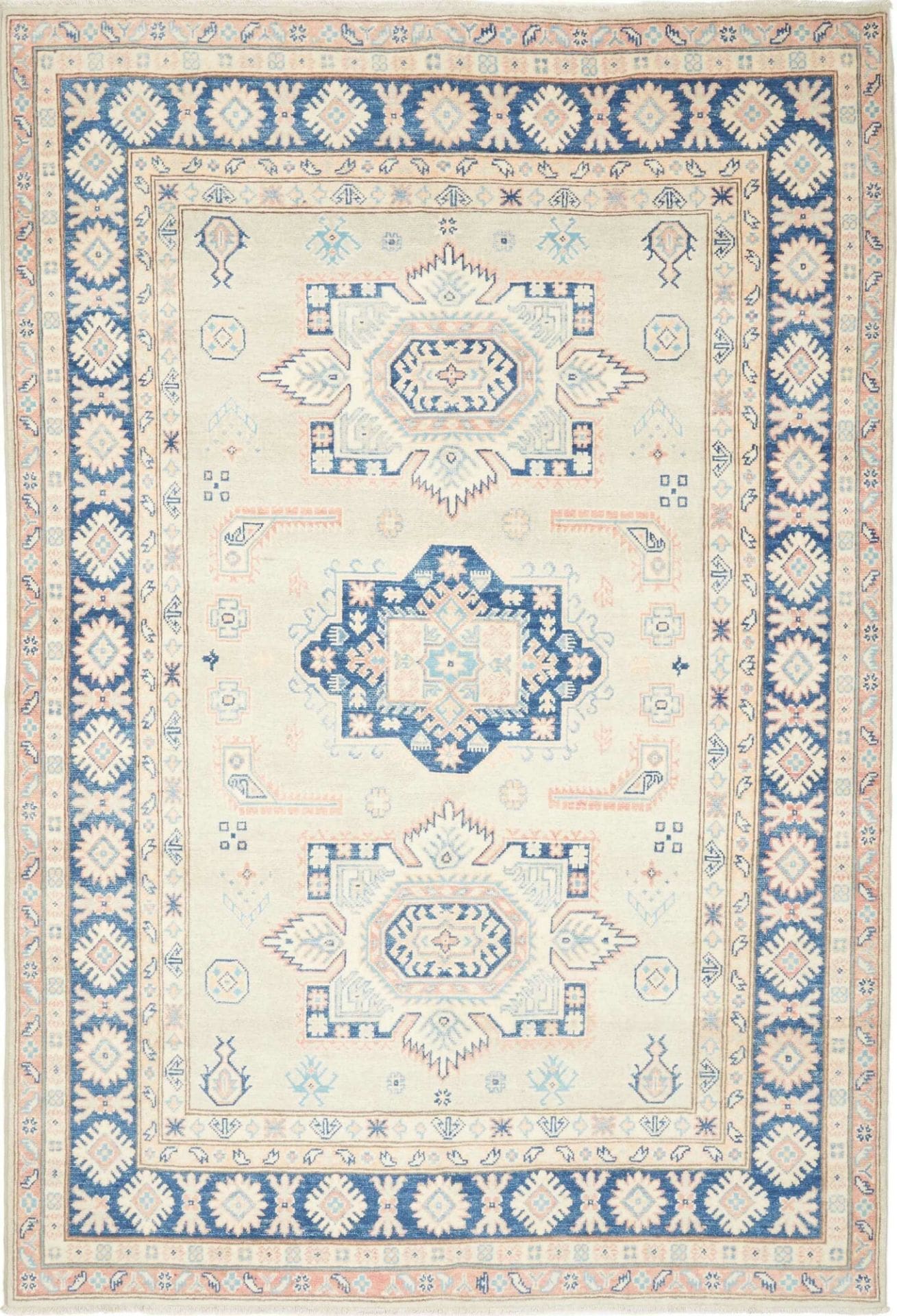 Kazak Orientteppich 173 x 249cm, geometrisches Muster, handgeknüpft