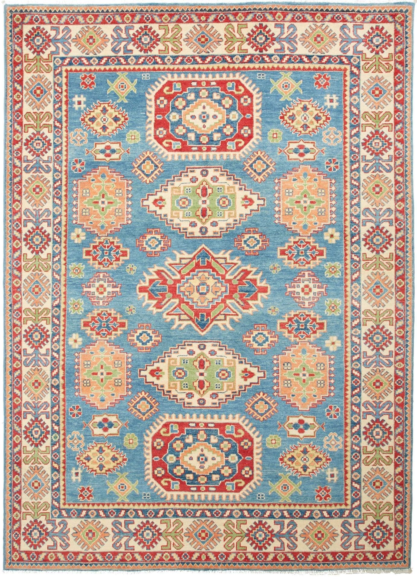 (Verkauft) Kazak Orientteppich 176 x 240 cm, geometrisches Muster, handgeknüpft