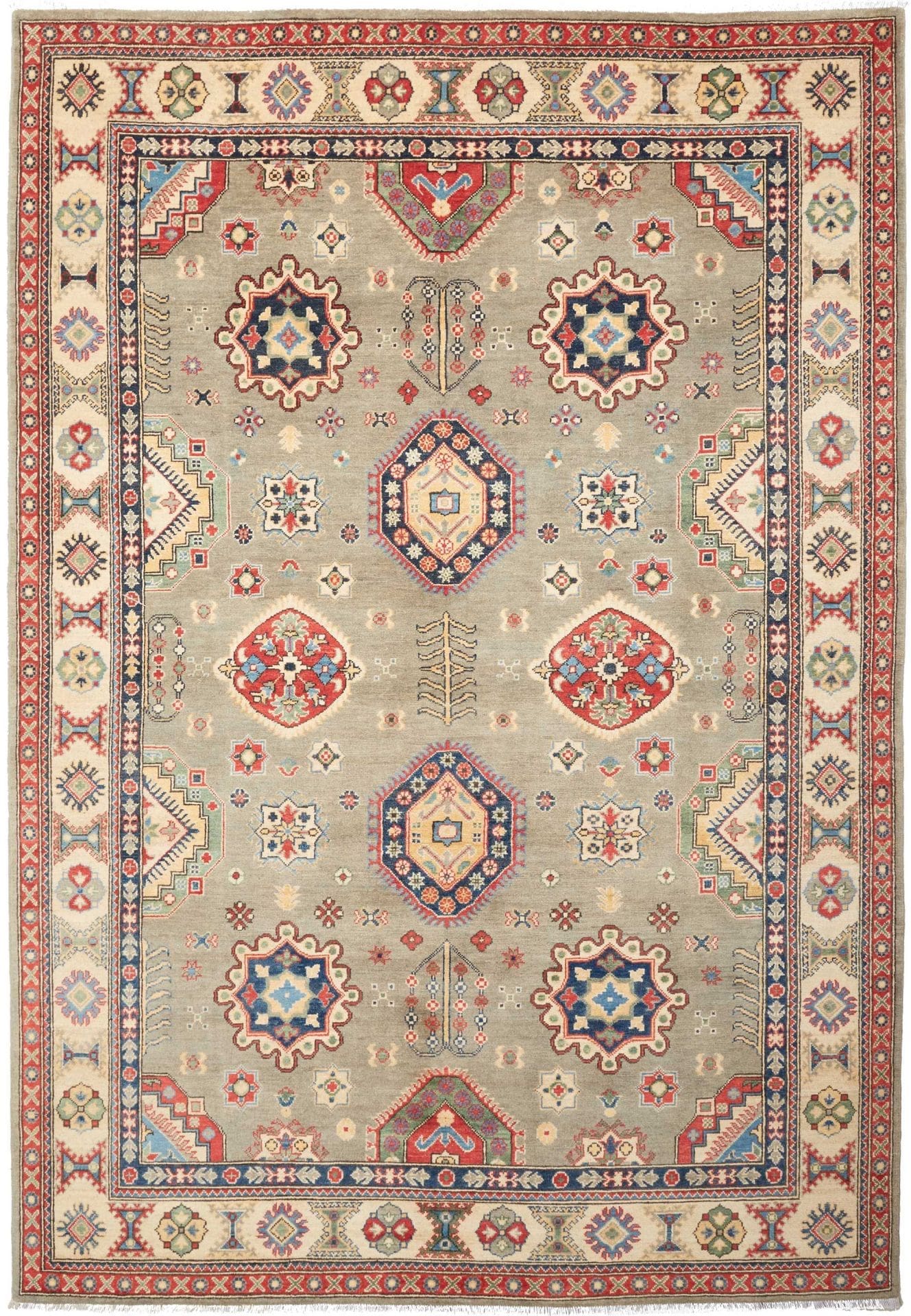 Kazak Orientteppich 209 x 299cm, geometrisch, handgeknüpft
