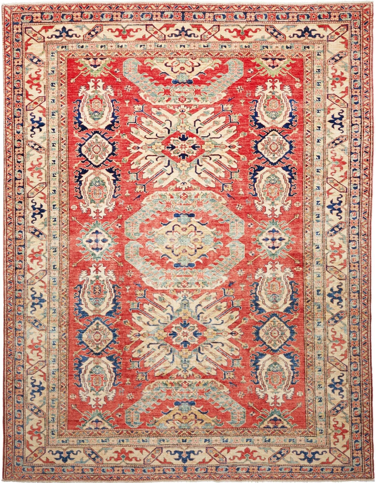 Kazak Orientteppich 246 x 308 cm, geometrisch, handgeknüpft