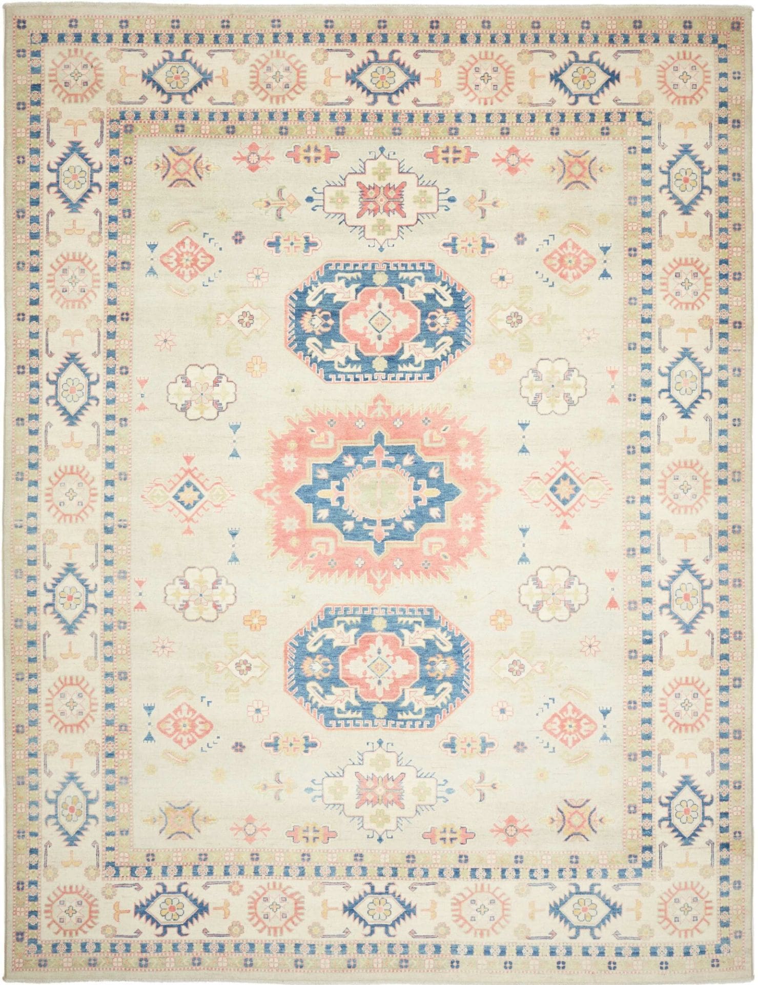 Kazak Orientteppich 274 x 352cm, geometrisches Muster, handgeknüpft