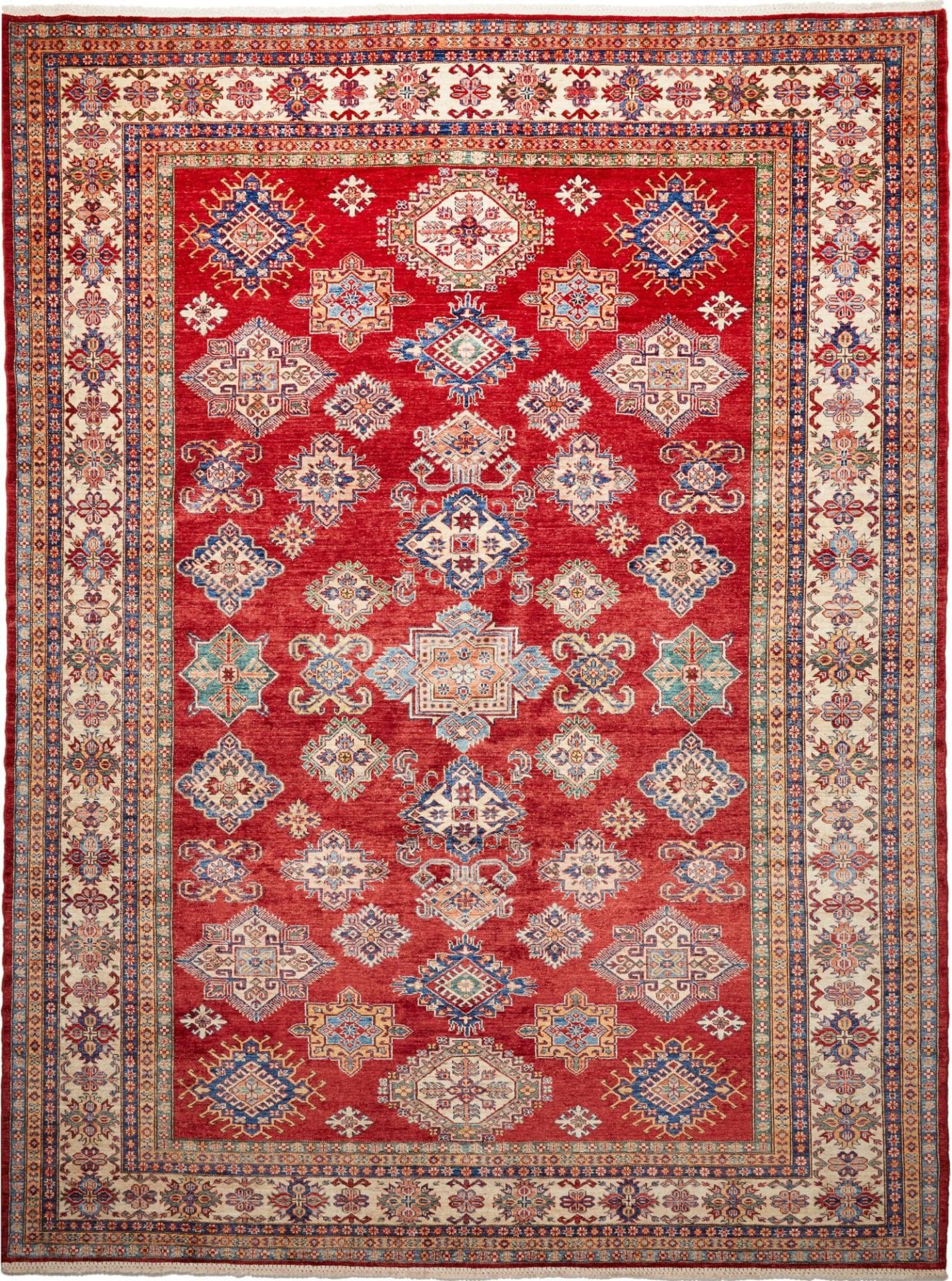 Kazak Orientteppich 275 x 353 cm – geometrisches Muster, handgeknüpft