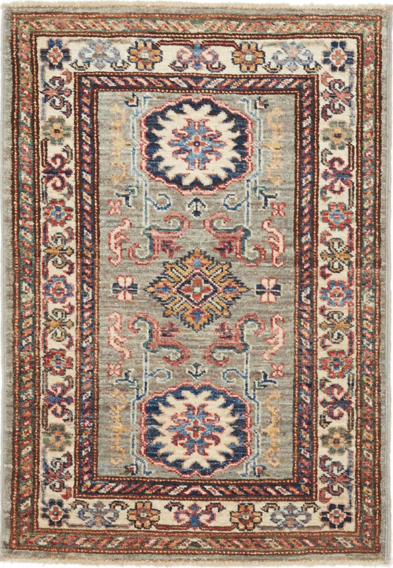 Kazak Orientteppich 65 x 88 cm, handgeknüpft, Wolle, geometrisch