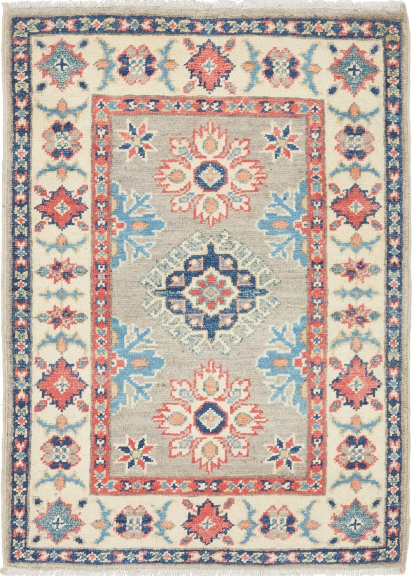 Kazak Orientteppich 66 x 88 cm aus Schurwolle, handgeknüpft