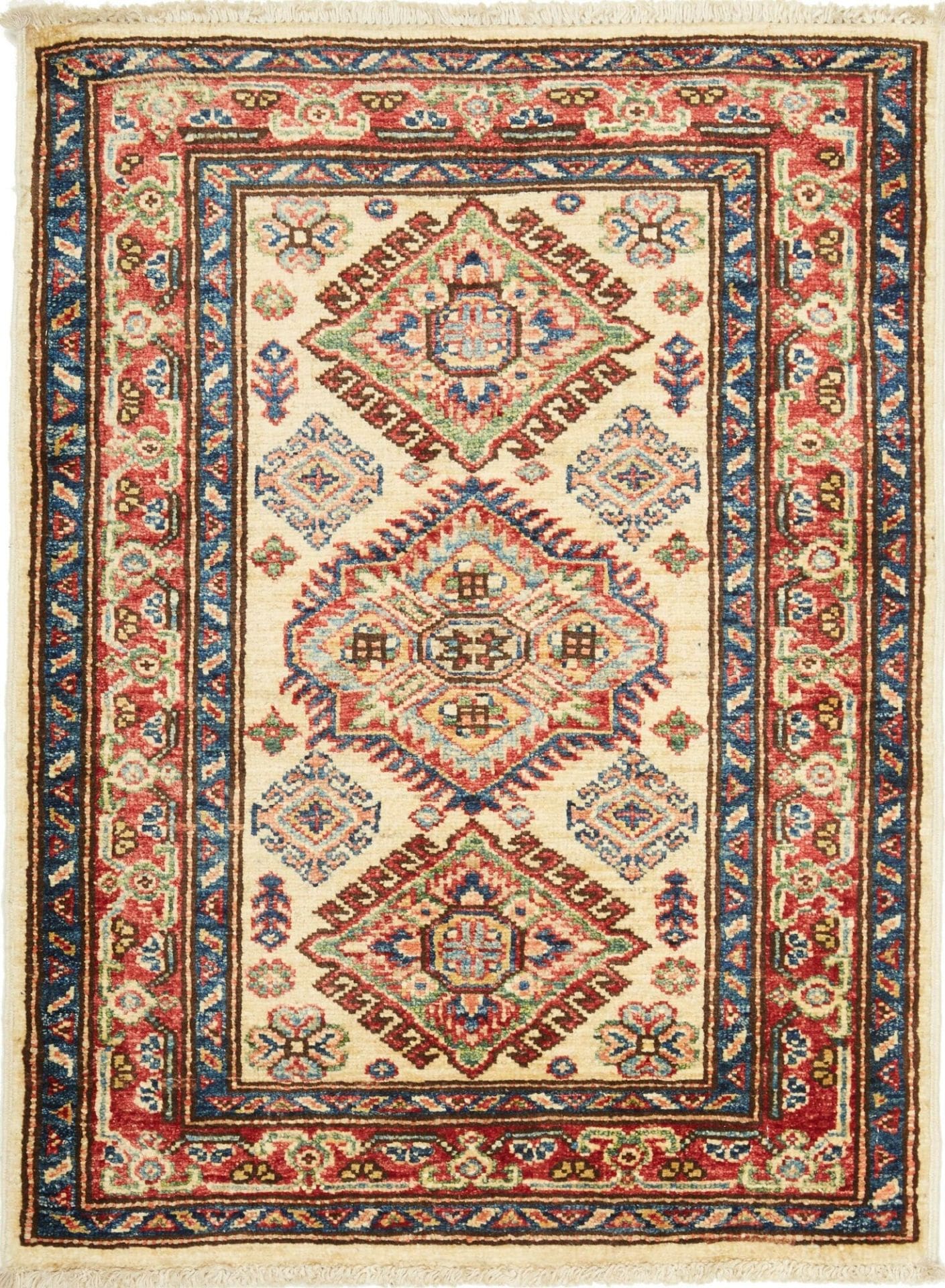 Kazak Orientteppich 67 x 91 cm – Handgeknüpft, geometrisches Muster