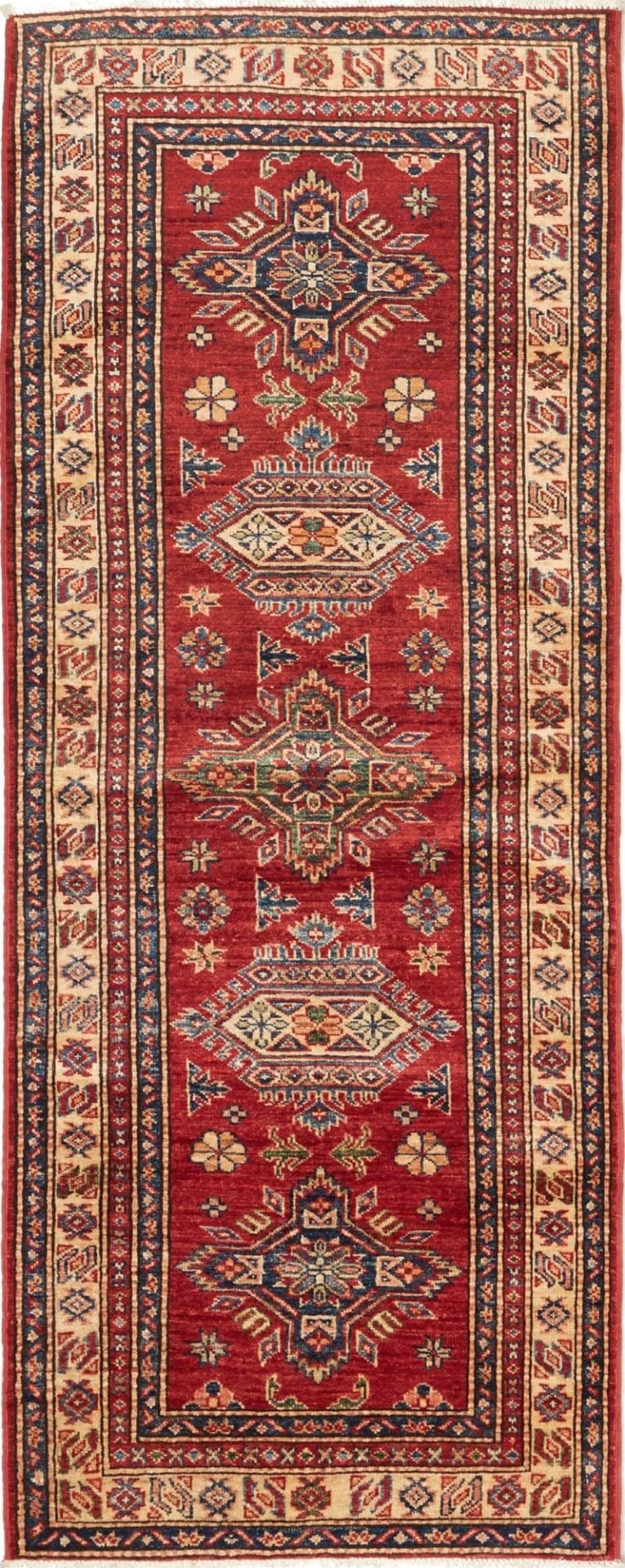Kazak Orientteppich 79 x 197cm, Schurwolle, handgeknüpft