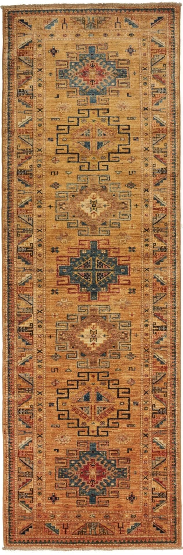 Kazak Orientteppich 82 x 252cm, handgeknüpft, geometrisch, Wolle