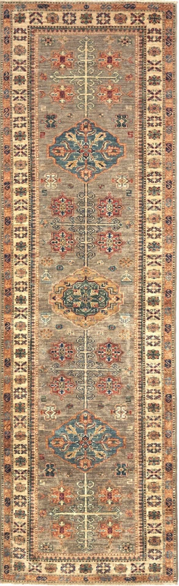 Kazak Orientteppich 82 x 254cm, handgeknüpft, Schurwolle, einzigartig