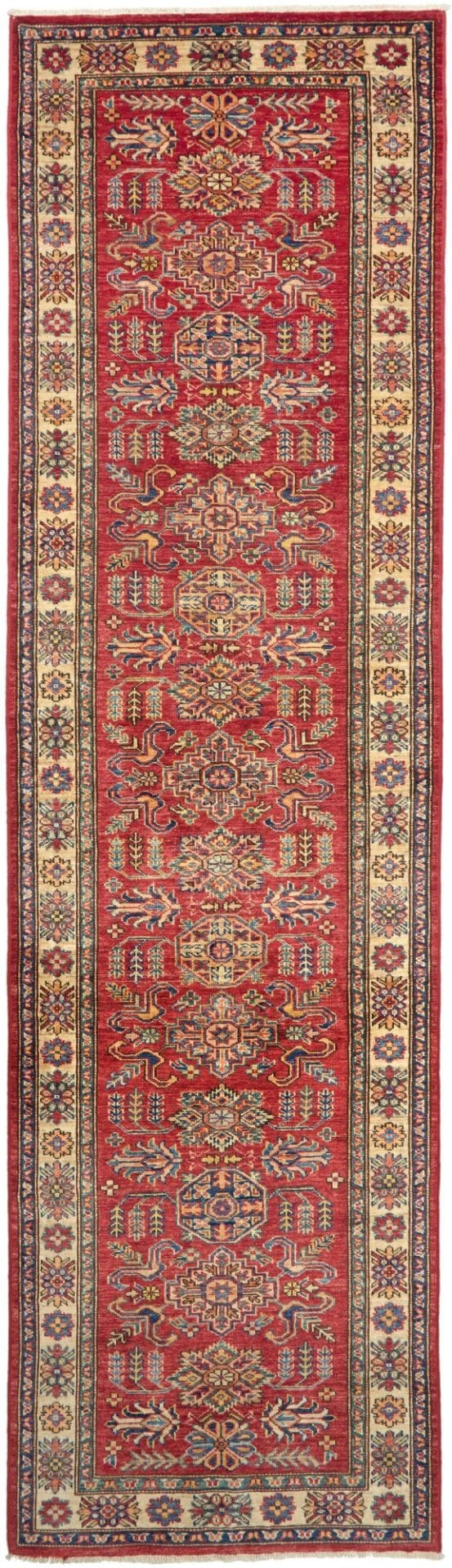 Kazak Orientteppich 83 x 294cm, handgeknüpft, geometrisches Design