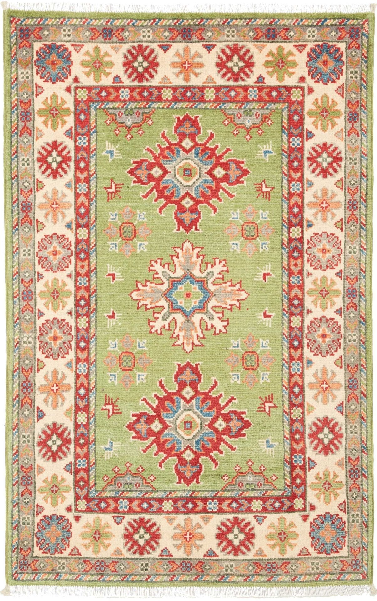 Kazak Orientteppich 86 x 129 cm, handgeknüpft, geometrische Muster