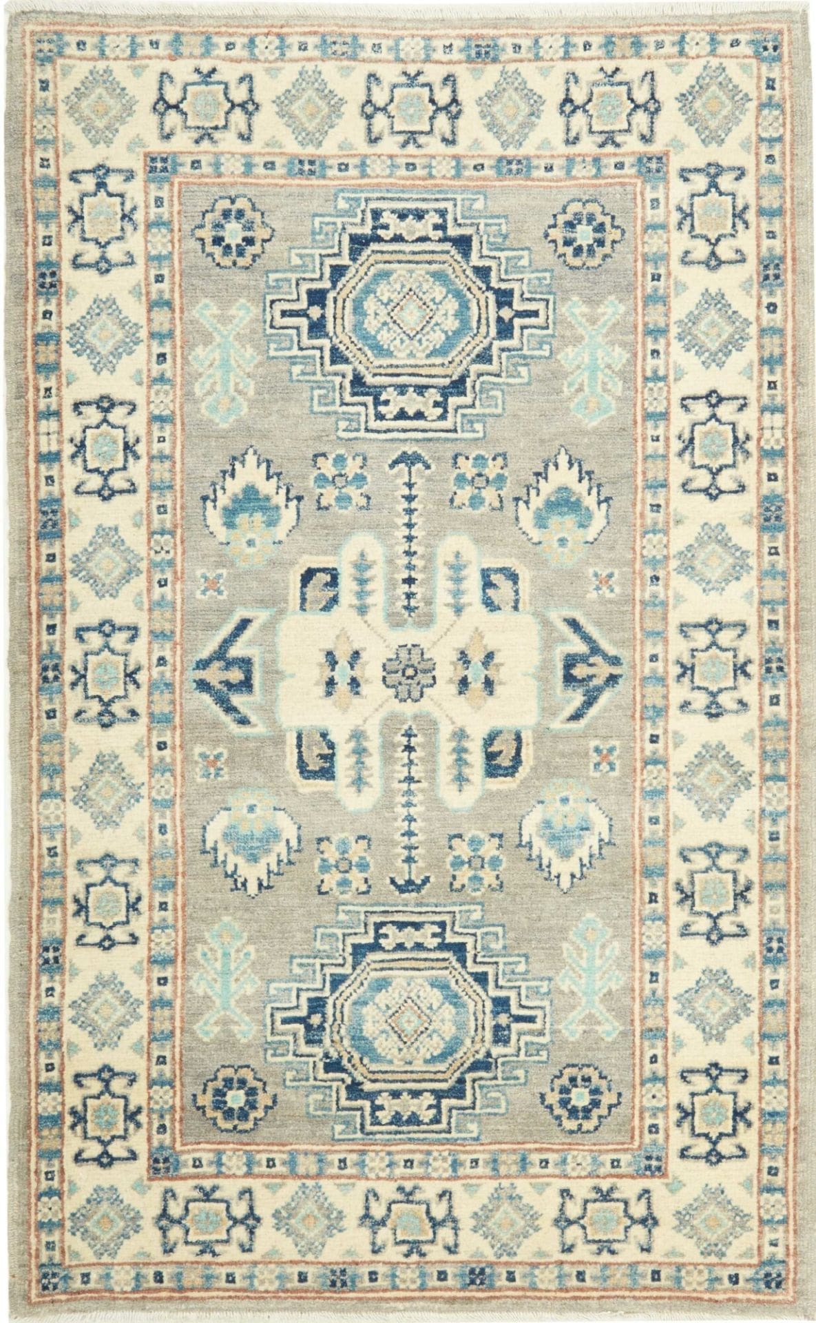 Kazak Orientteppich 86 x 132 cm, handgeknüpft, geometrische Muster