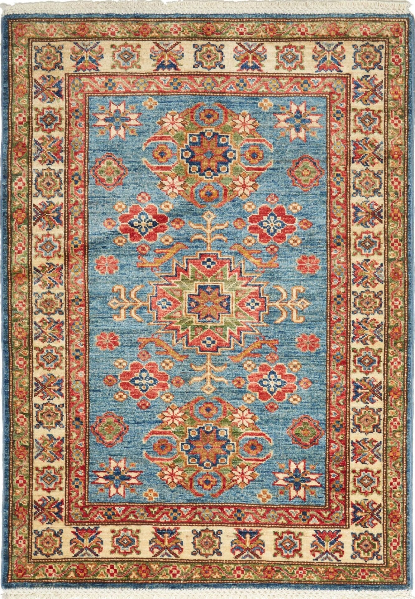 Kazak Orientteppich 92 x 125 cm - Handgeknüpft, Geometrische Muster