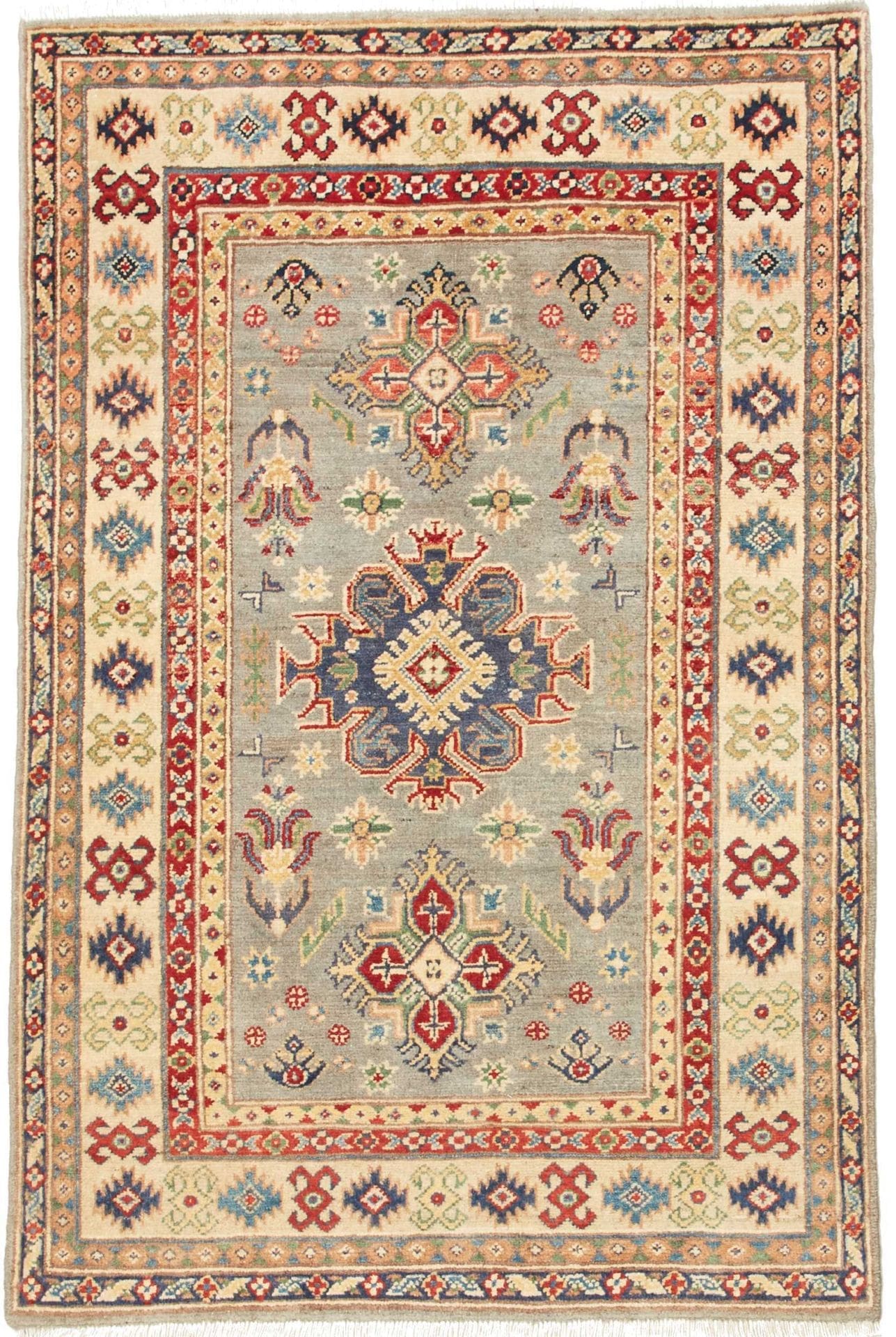Kazak Orientteppich 92 x 393cm, handgeknüpft, geometrisches Muster