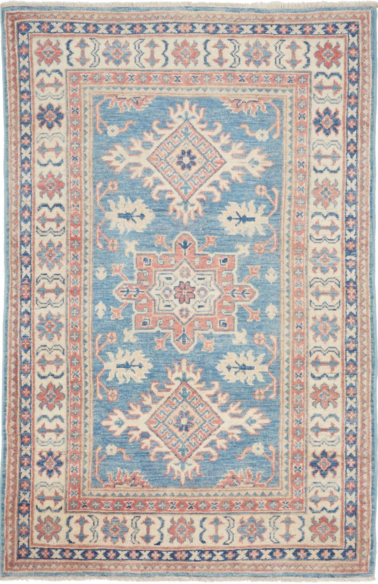 Kazak Orientteppich 99 x 149 cm, geometrisches Muster, handgeknüpft