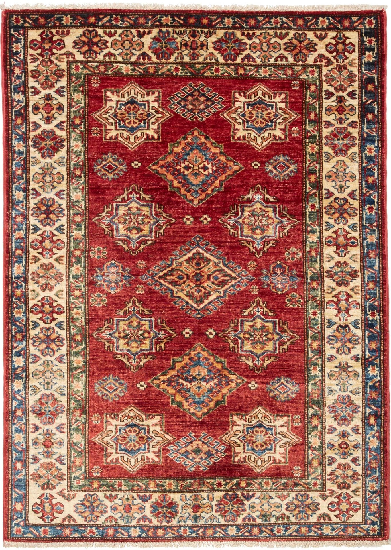 Kazak Teppich 105 x 142cm, Schurwolle, handgeknüpft, Orientteppich