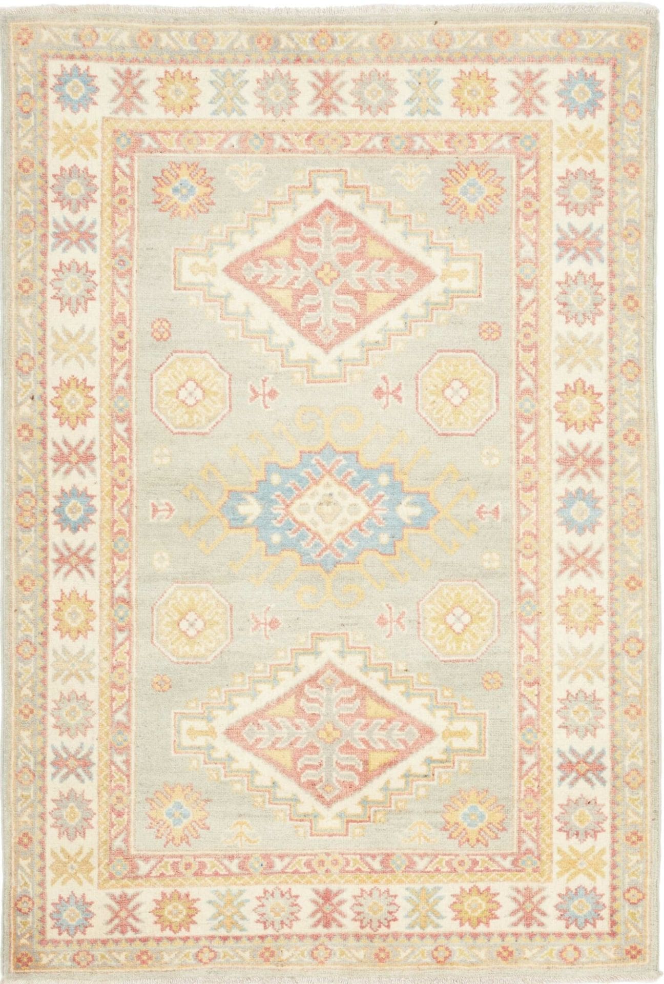 Kazak Teppich 105 x 149cm - geometrisches Muster, handgeknüpft