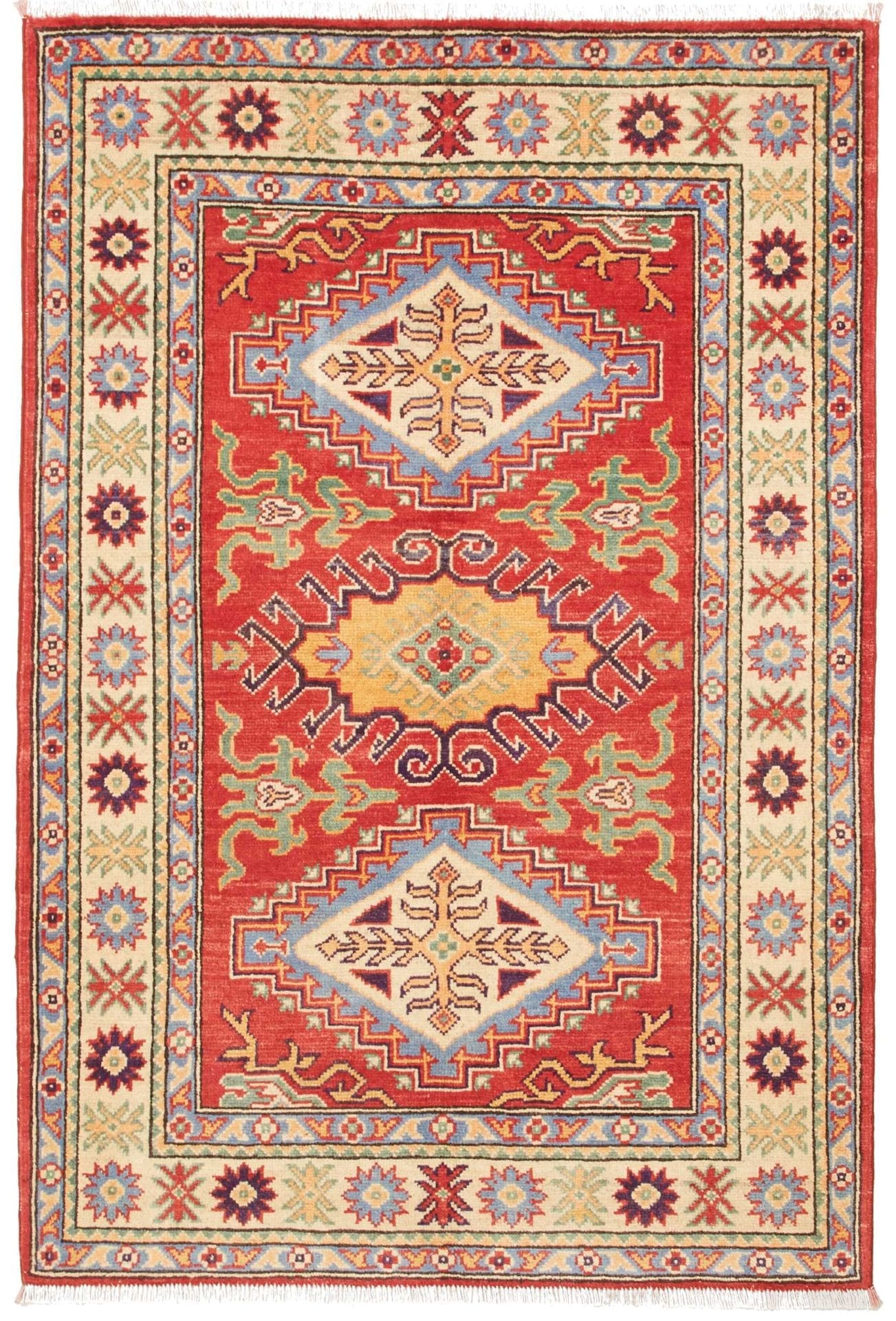 Kazak Teppich 105 x 150cm | Geometrische Muster | handgeknüpft