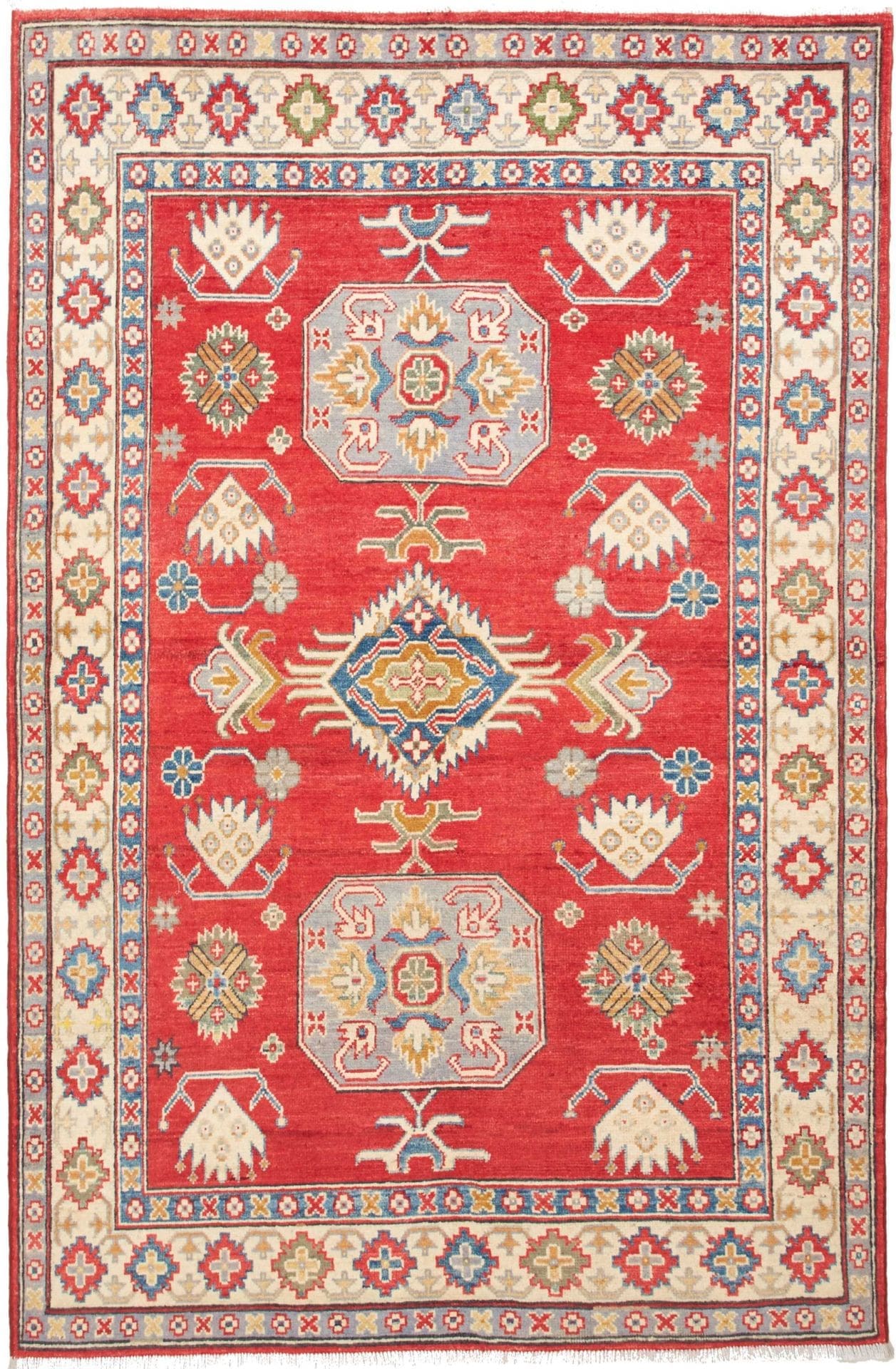 Kazak Teppich 124 x 186 cm | Schurwolle, handgeknüpft, Orientteppich