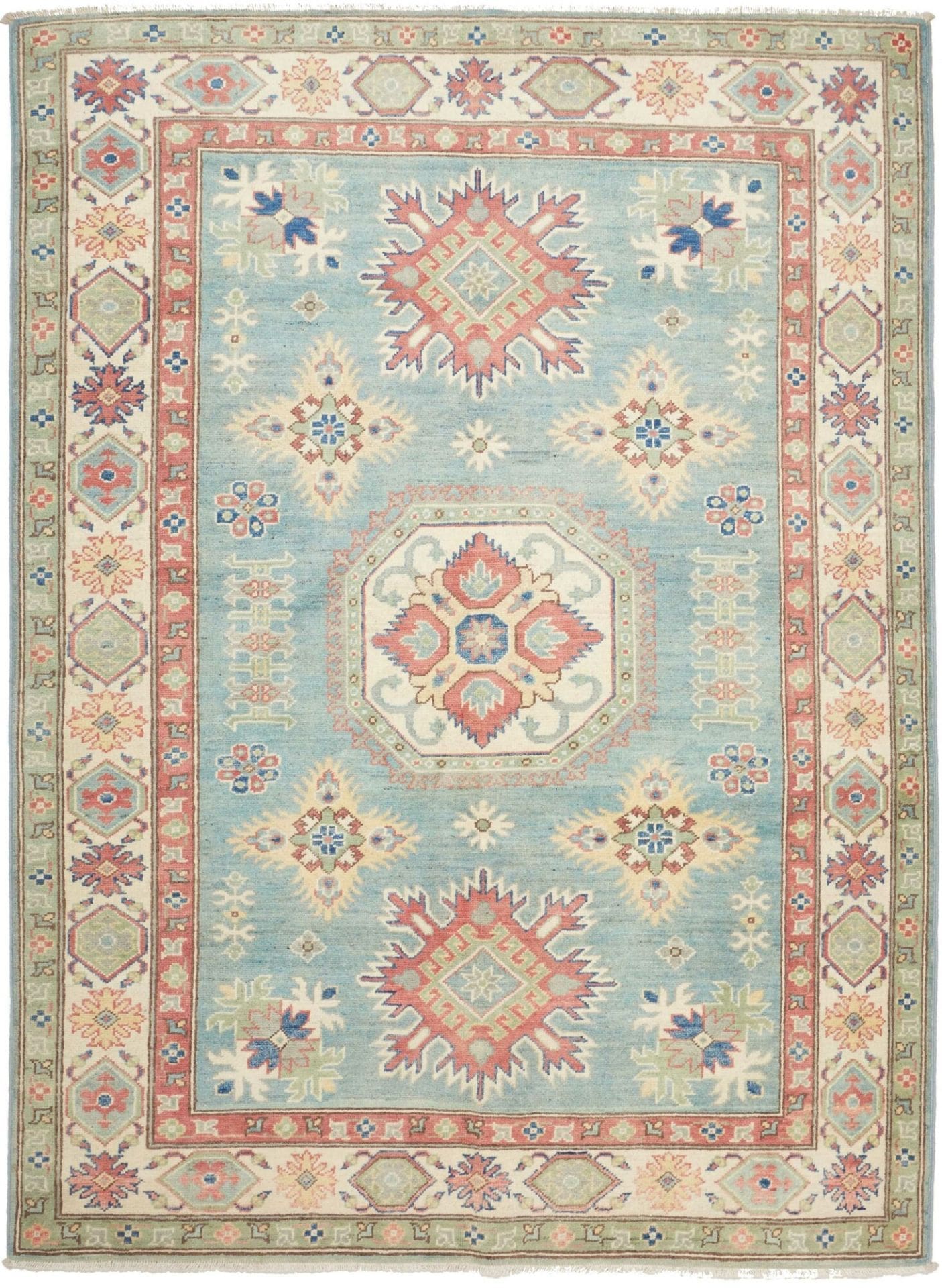 Kazak Teppich 149 x 199cm - Handgeknüpft, Wolle, Geometrische Muster